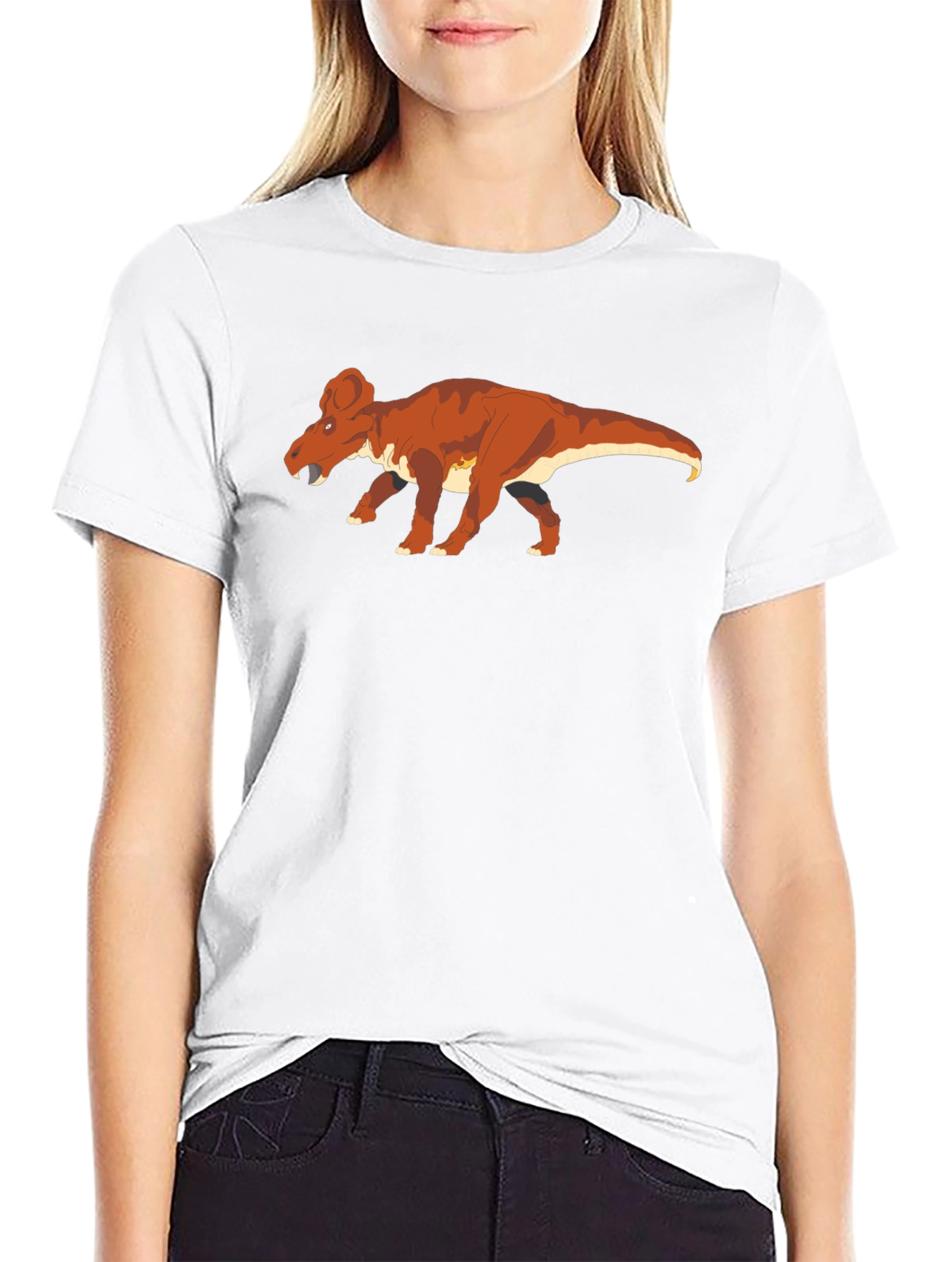 Black Pachycephalosaurus Dinosaur Graphic Tee view 9
