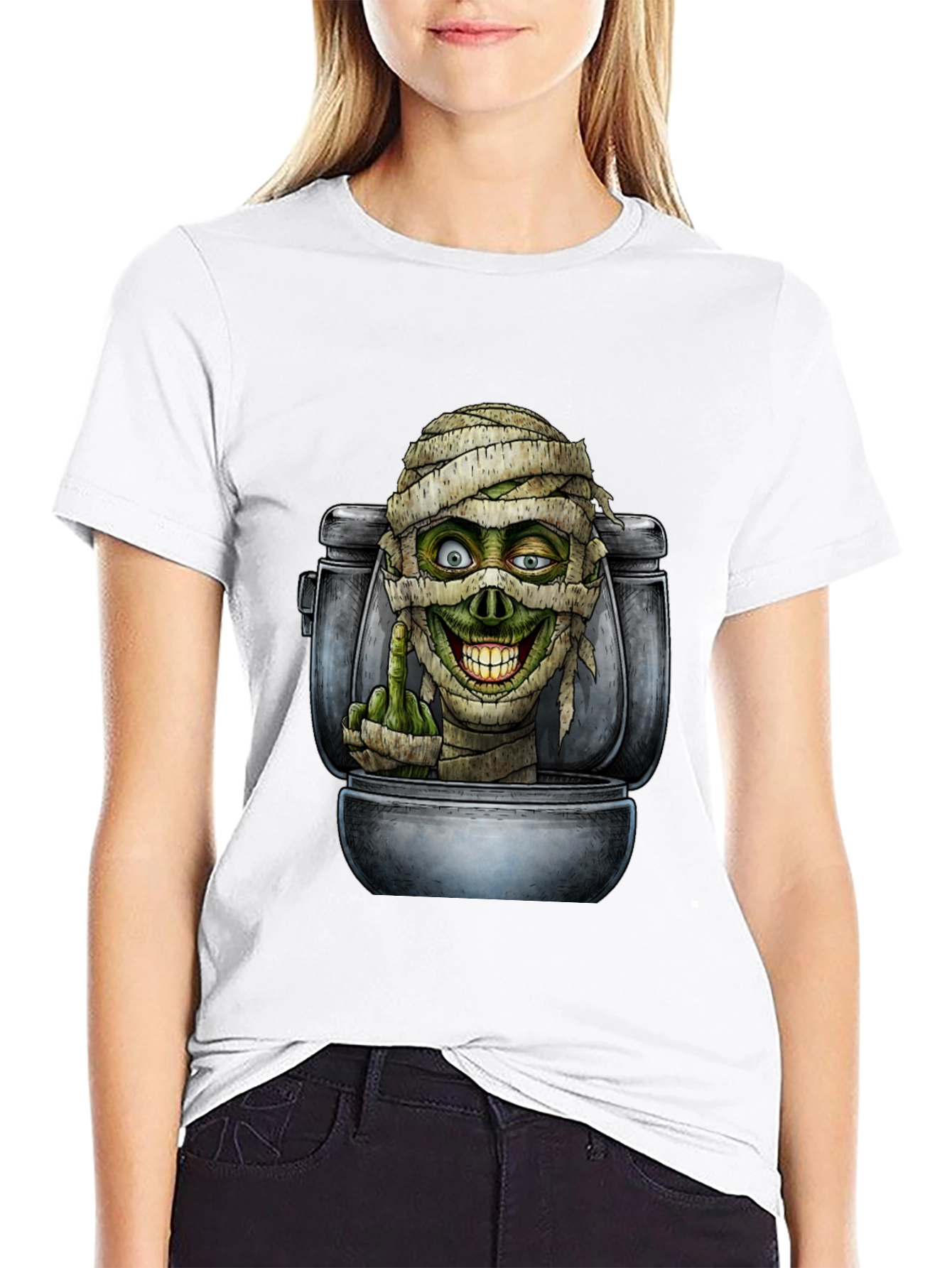 Black Toilet Mummy Graphic T-Shirt view 9