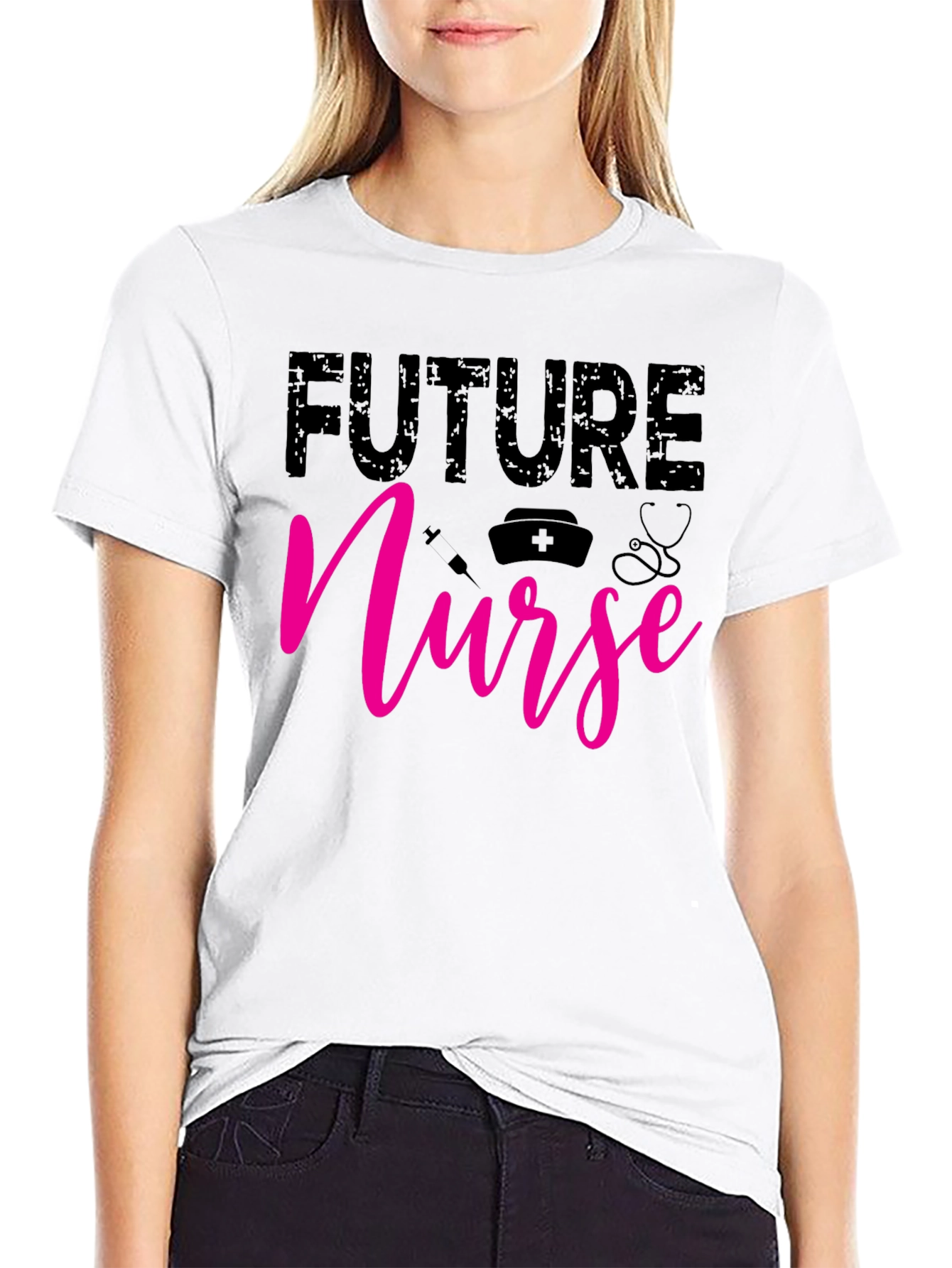 Black Future Nurse Graphic T-Shirt - Black view 9