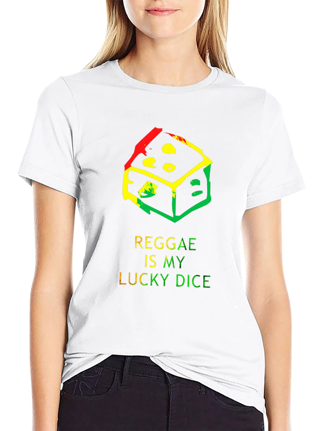 Black Reggae Lucky Dice T-Shirt - Black view 9