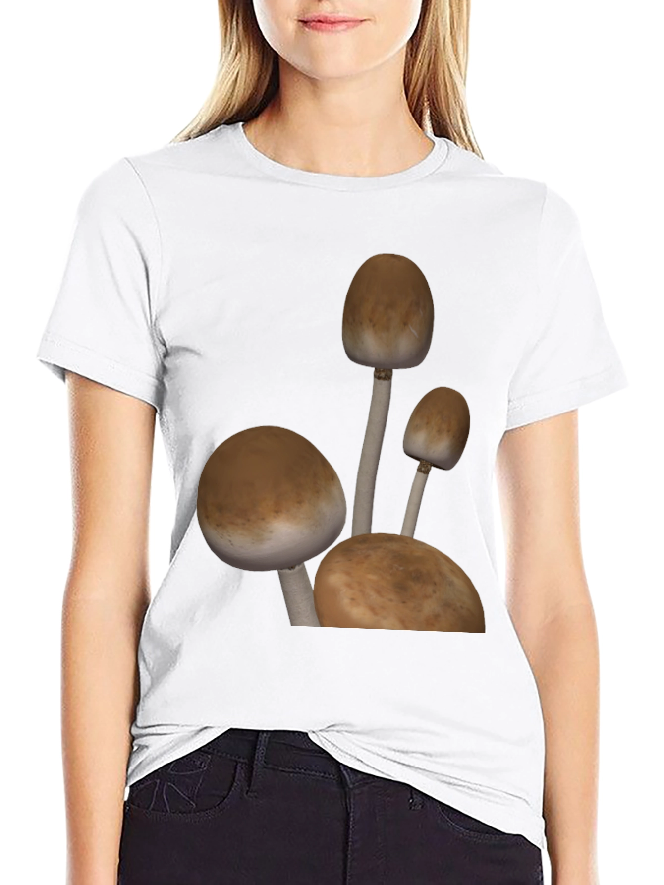 Black Mushroom Graphic Tee - Black Cotton Blend view 9