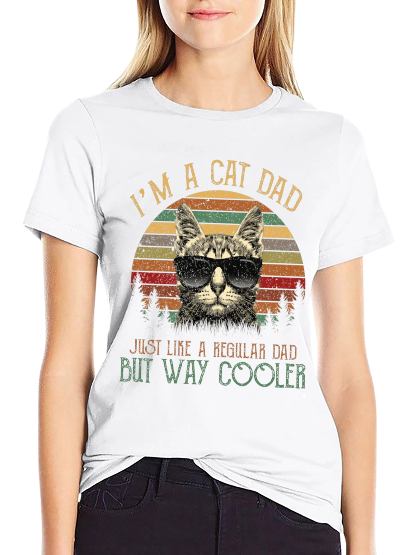 Black Cool Cat Dad T-Shirt - Just Like a Regular Dad, But Way Cooler! view 9
