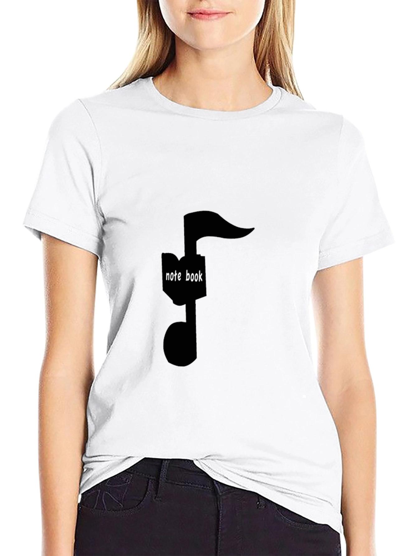 Black Musical Note 'Notebook' Graphic Tee - Stylish Black T-Shirt view 9
