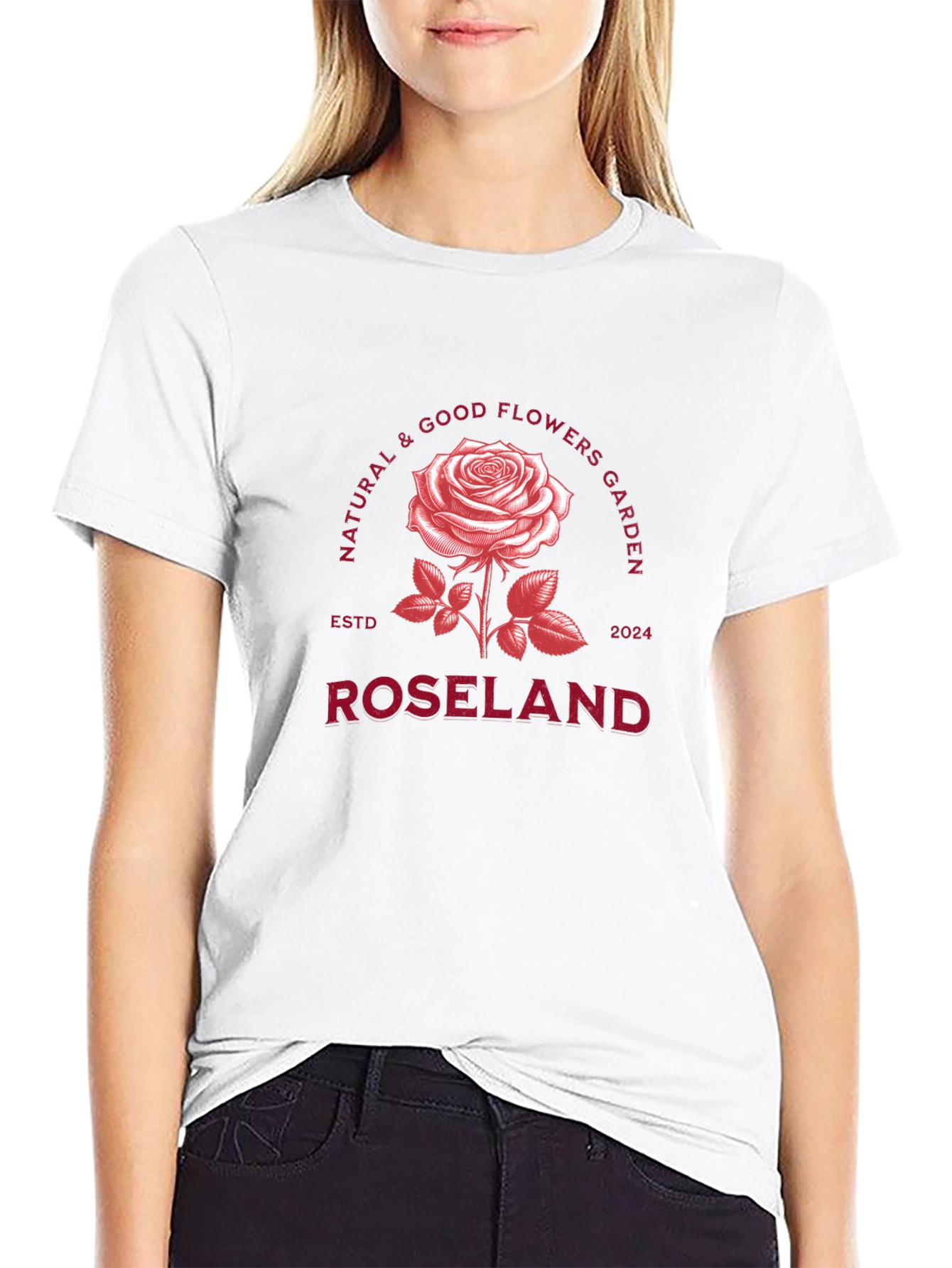 Black Roseland Flower Garden Black T-Shirt view 9
