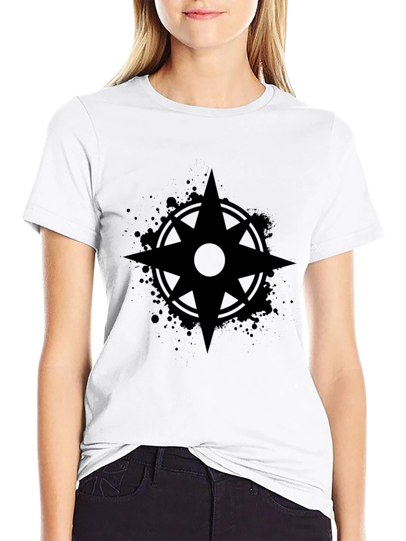 Black Dark Compass Rose Graphic Tee - Stylish Men's T-Shirt view 9