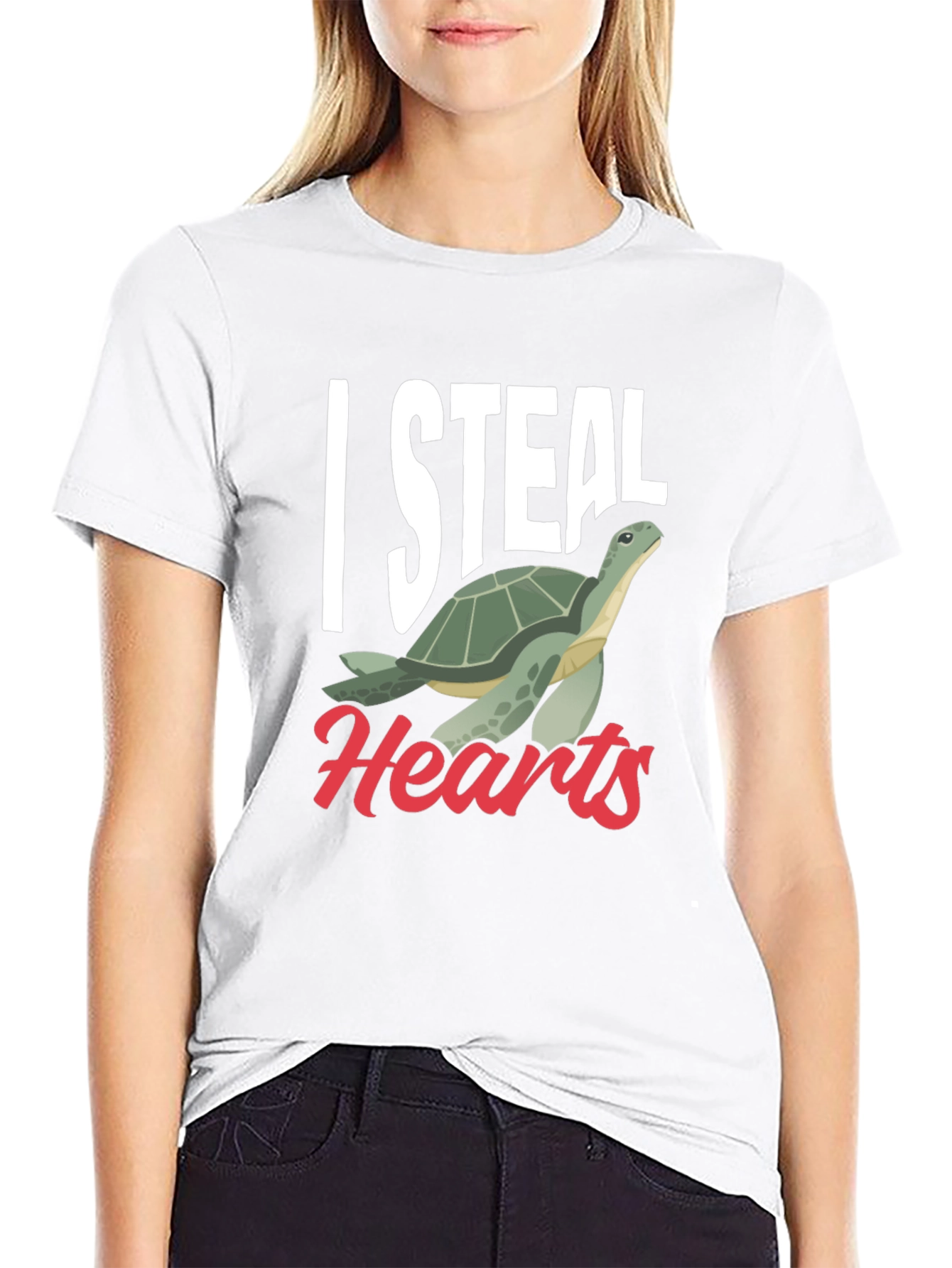 Black I Steal Hearts Turtle Graphic Black T-Shirt view 9