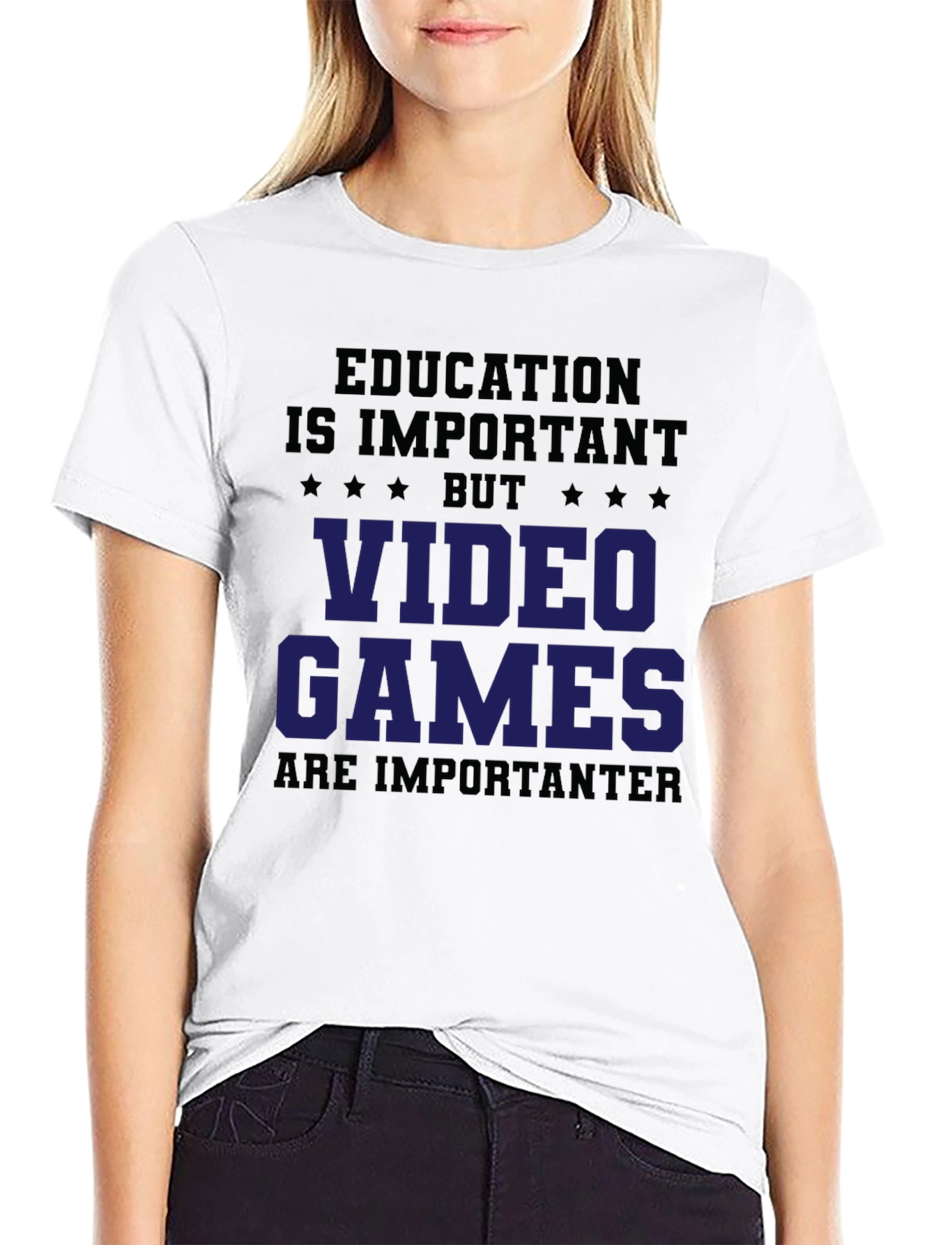 Black Education vs Video Games Graphic Tee view 9