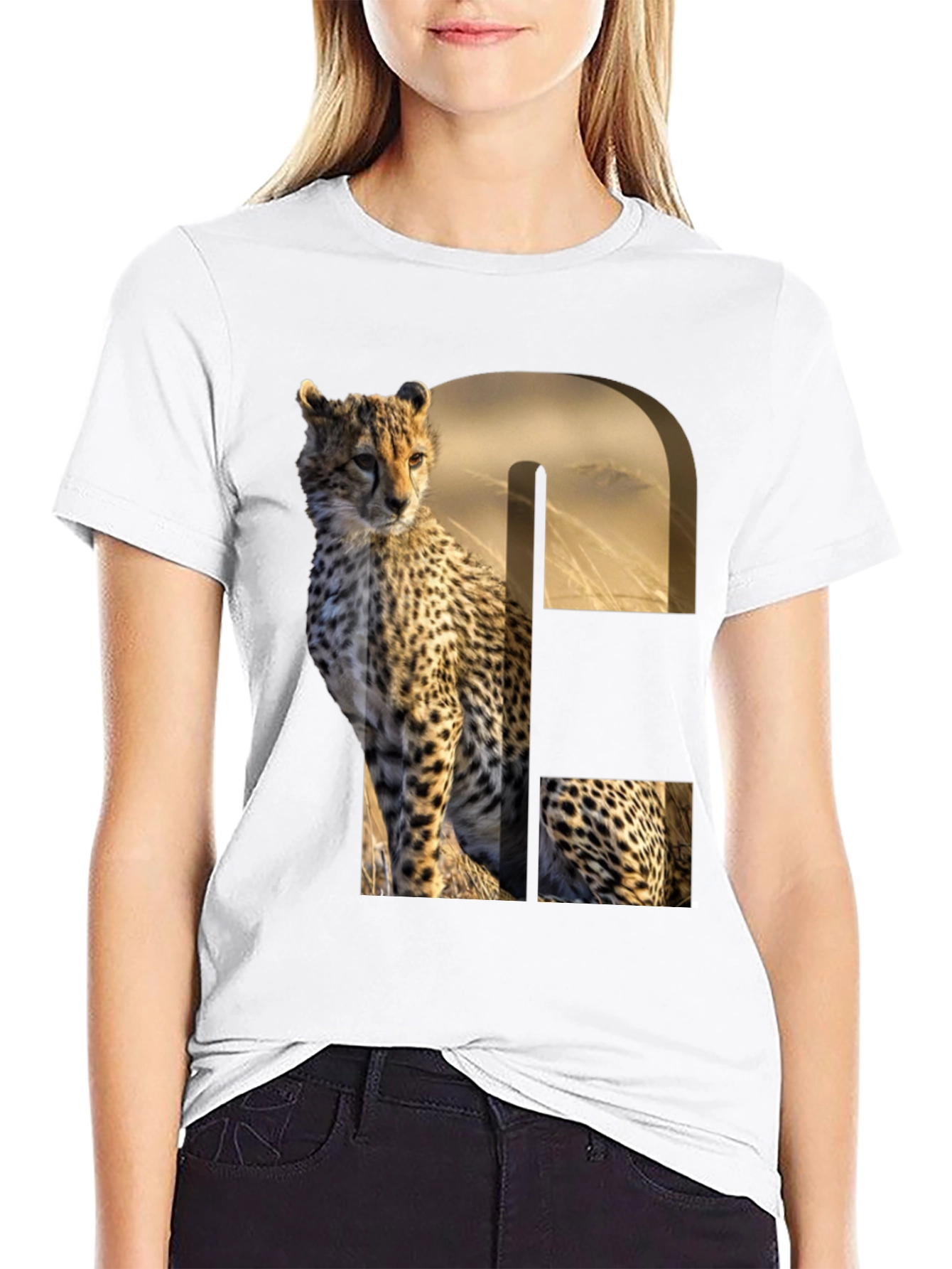Black Cheetah Print Graphic Tee - Unique Animal Design view 9