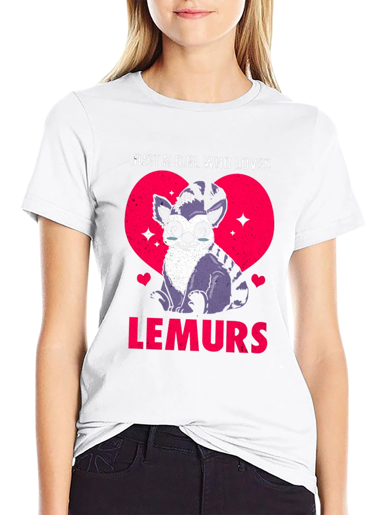 Black Just a Girl Who Loves Lemurs T-Shirt view 9