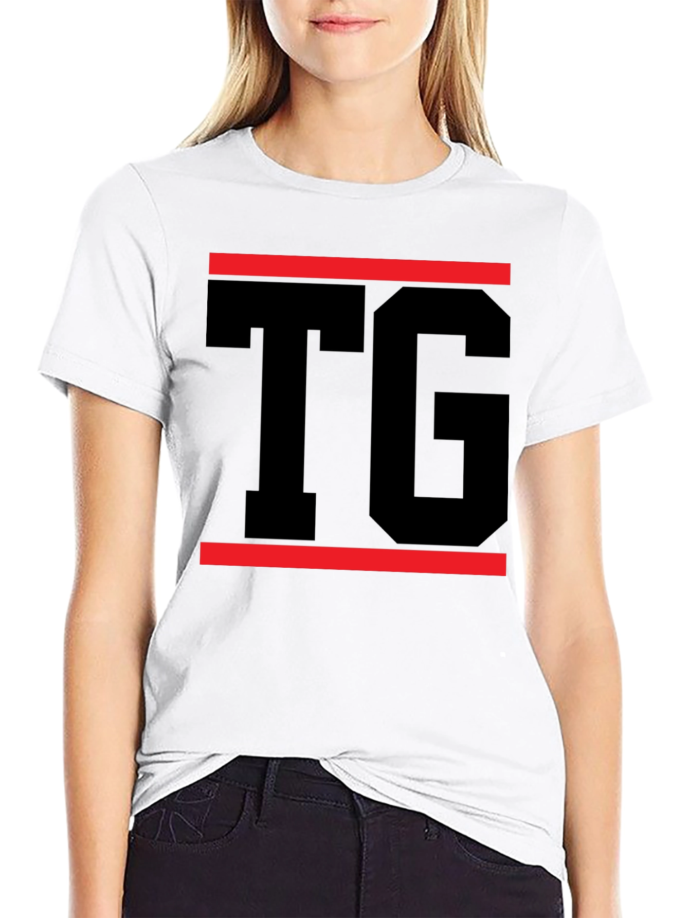 Black Black T-Shirt with Bold TG Graphic Design view 9