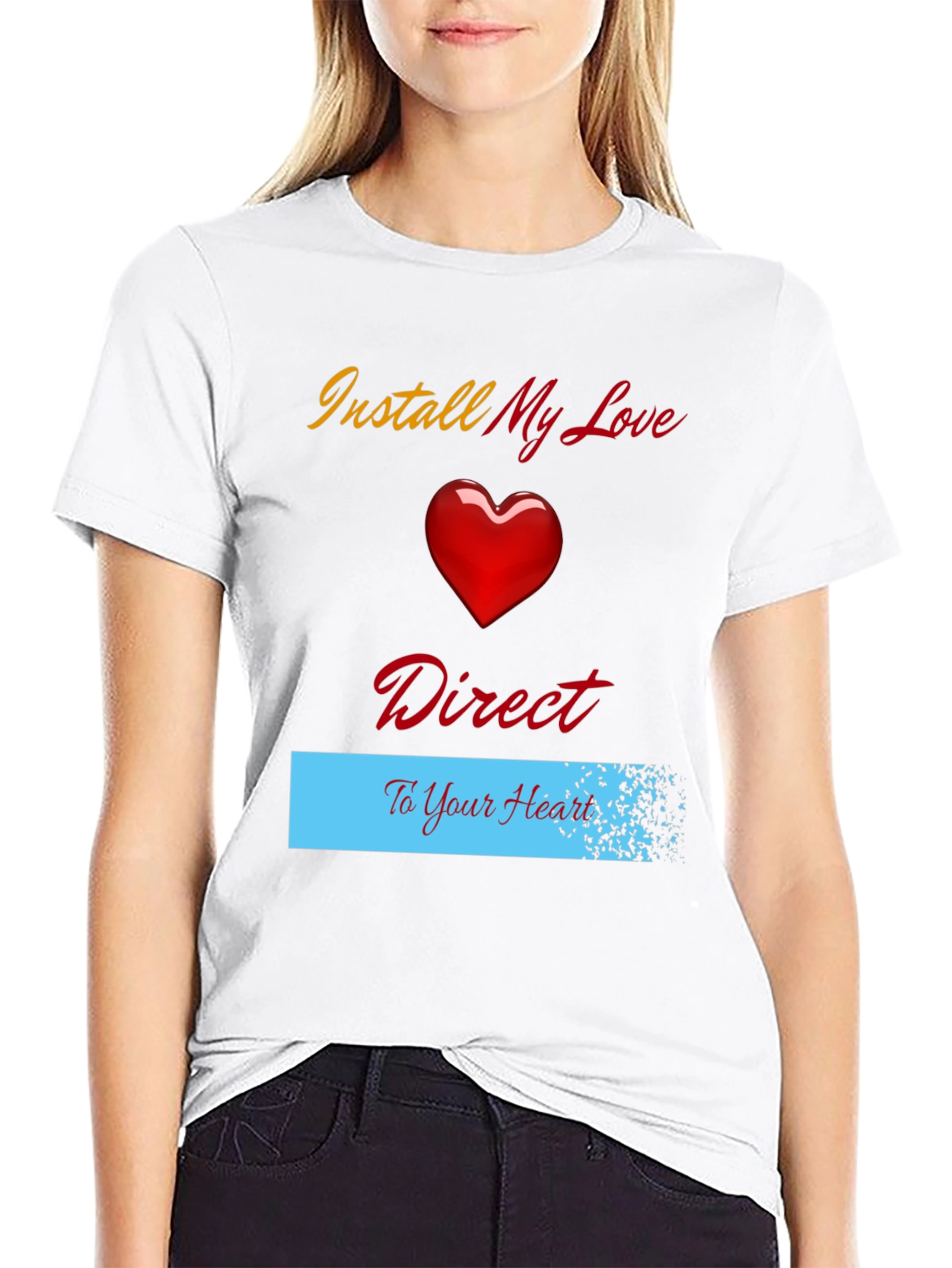 Black Install My Love Direct to Your Heart T-Shirt view 9
