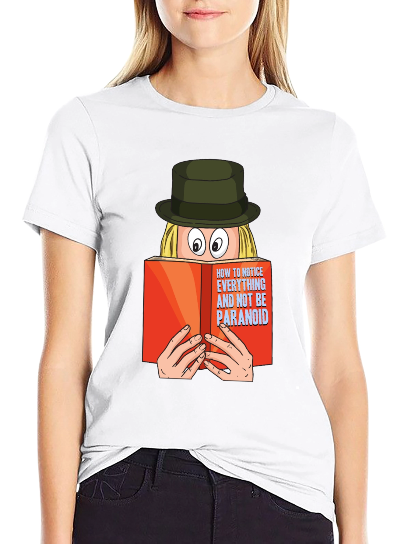 Black Paranoid Book Reader Black T-Shirt view 9