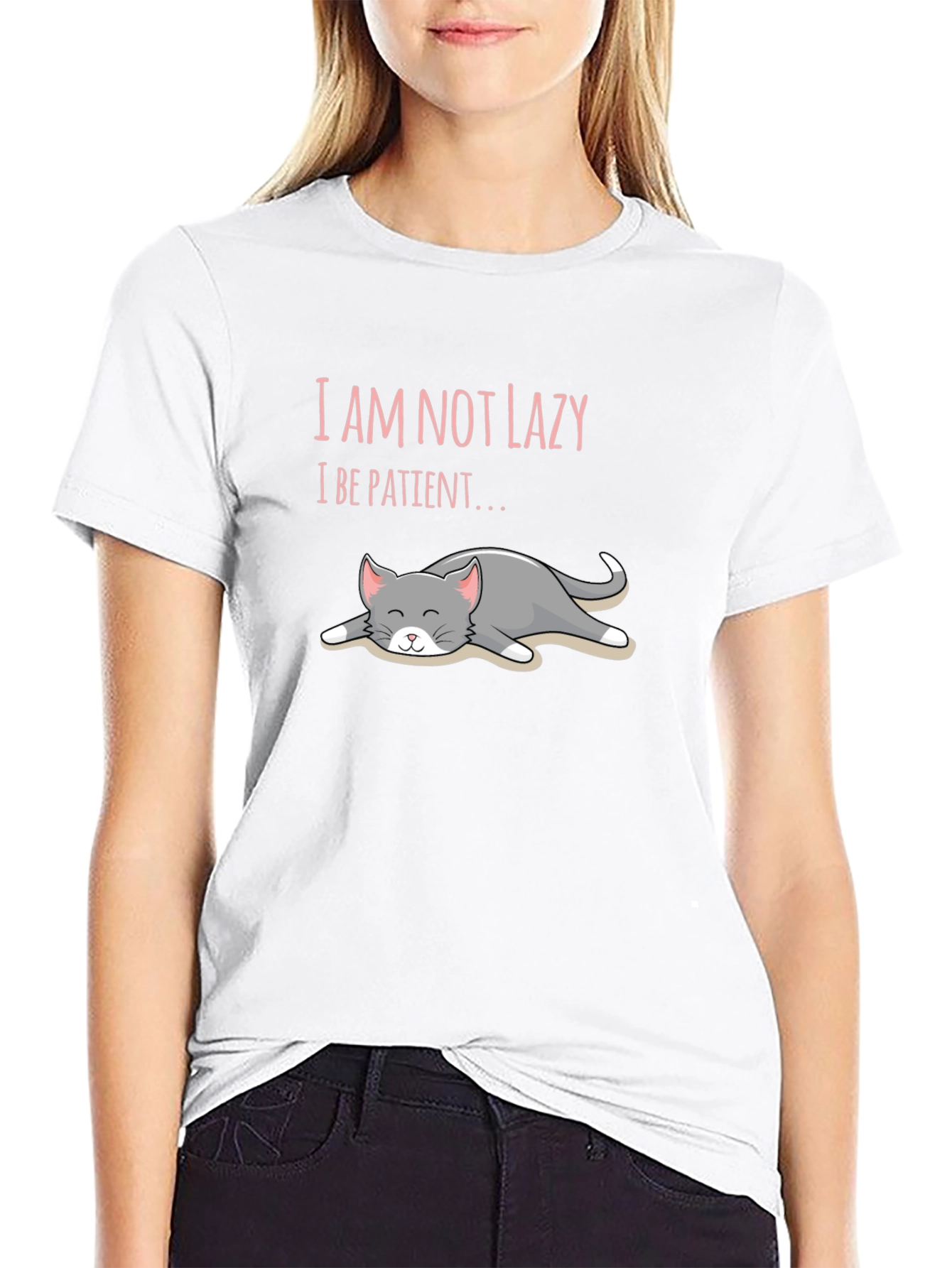 Black I'm Not Lazy, I'm Patient T-Shirt Cat Lover Unisex view 9