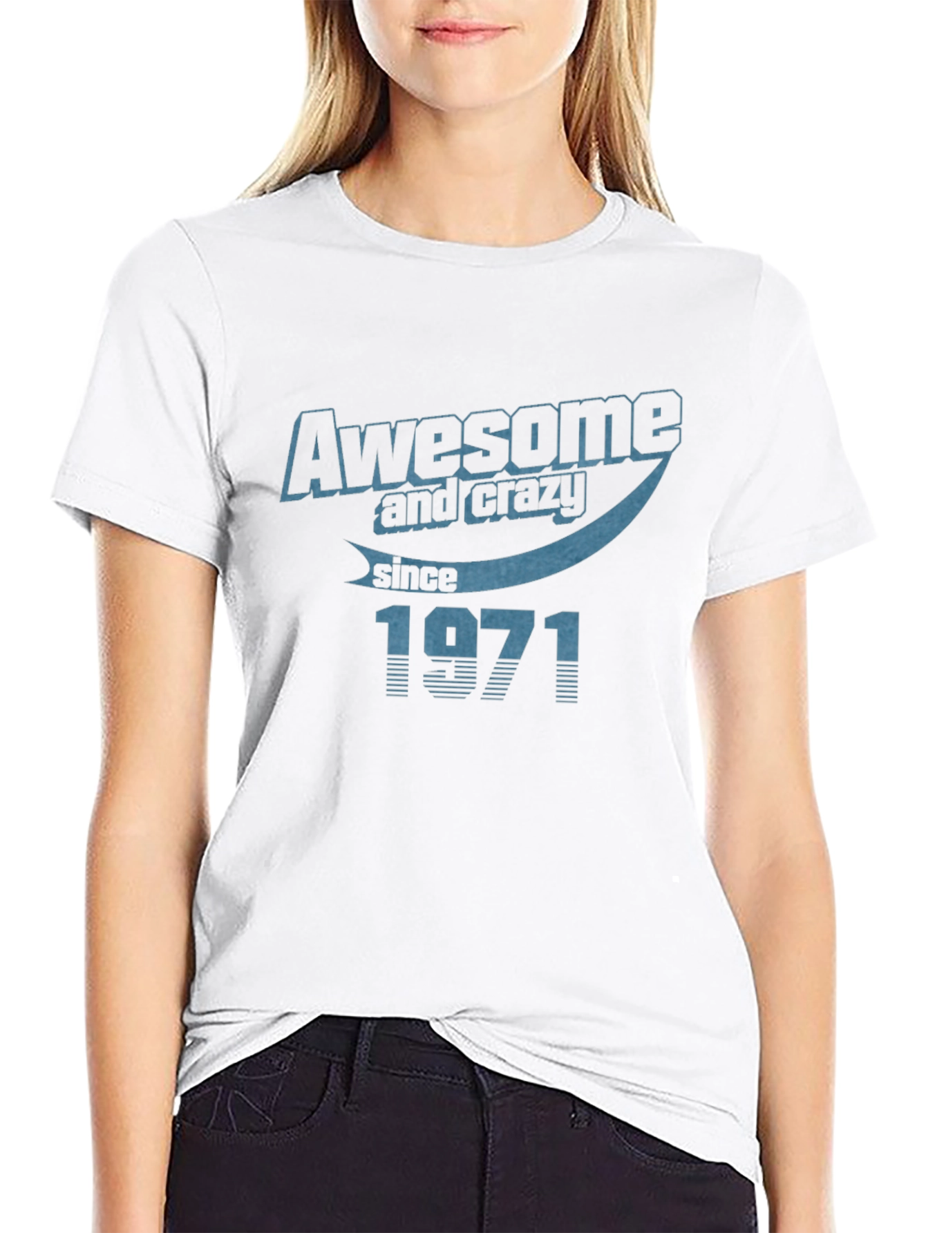 Black Awesome & Crazy Since 1971 Black T-Shirt view 9