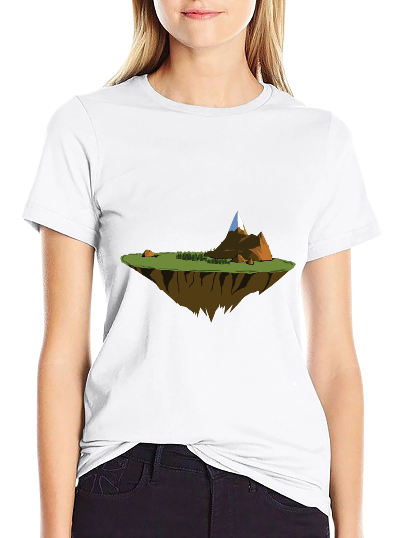 Black Floating Island Graphic Tee - Black Casual T-Shirt view 9