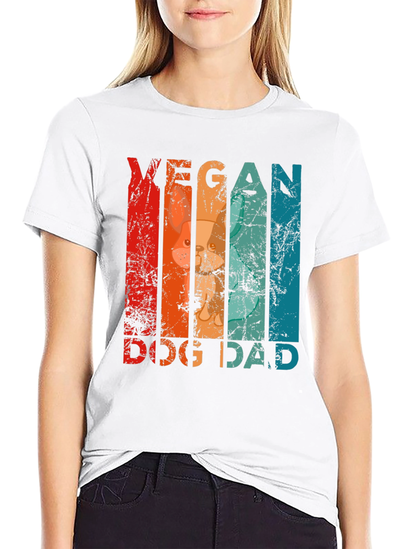 Black Vegan Dog Dad Graphic T-Shirt - Animal Lover Tee view 9