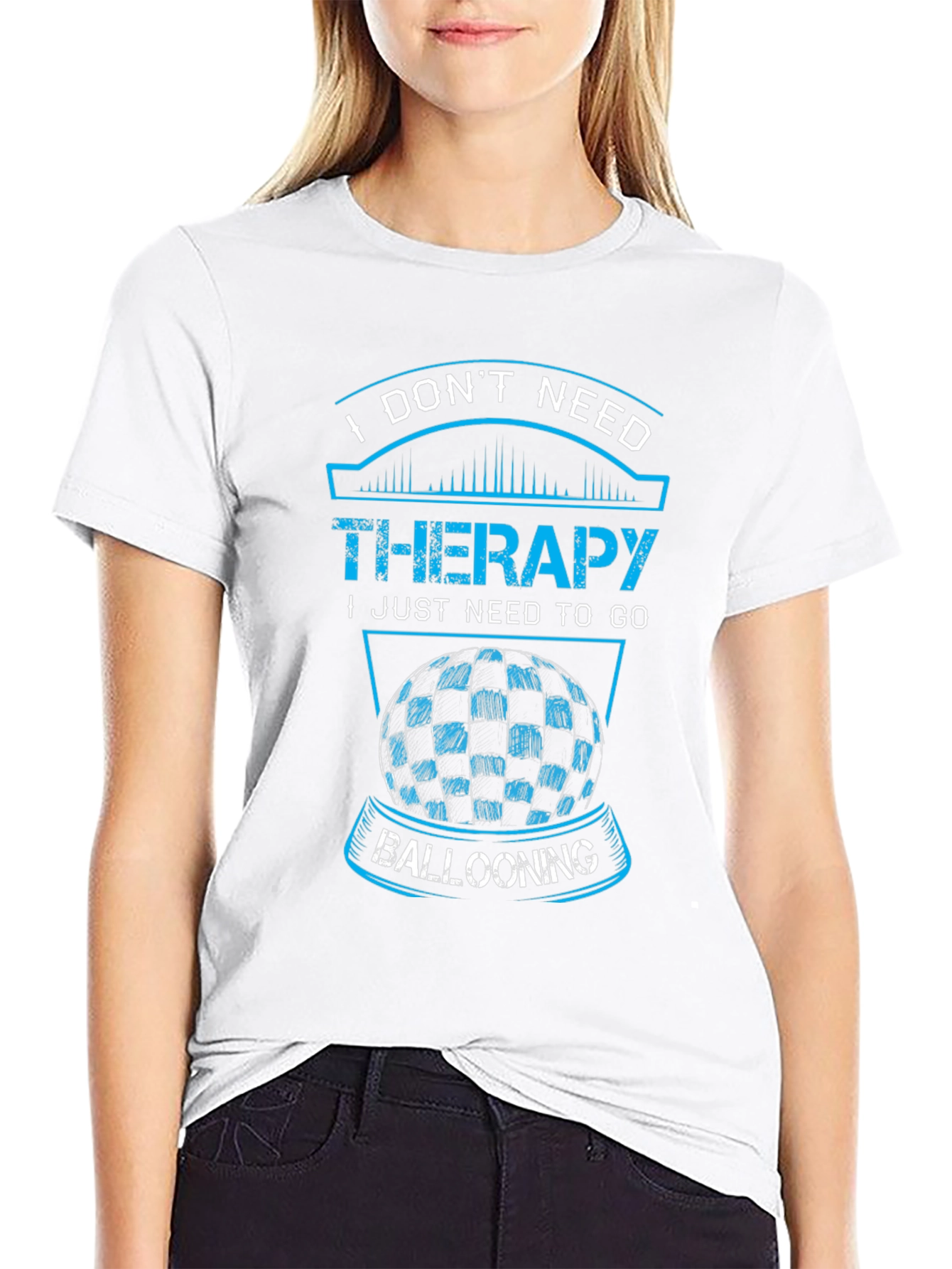 Black Funny Ballooning T-Shirt: No Therapy Needed! view 9