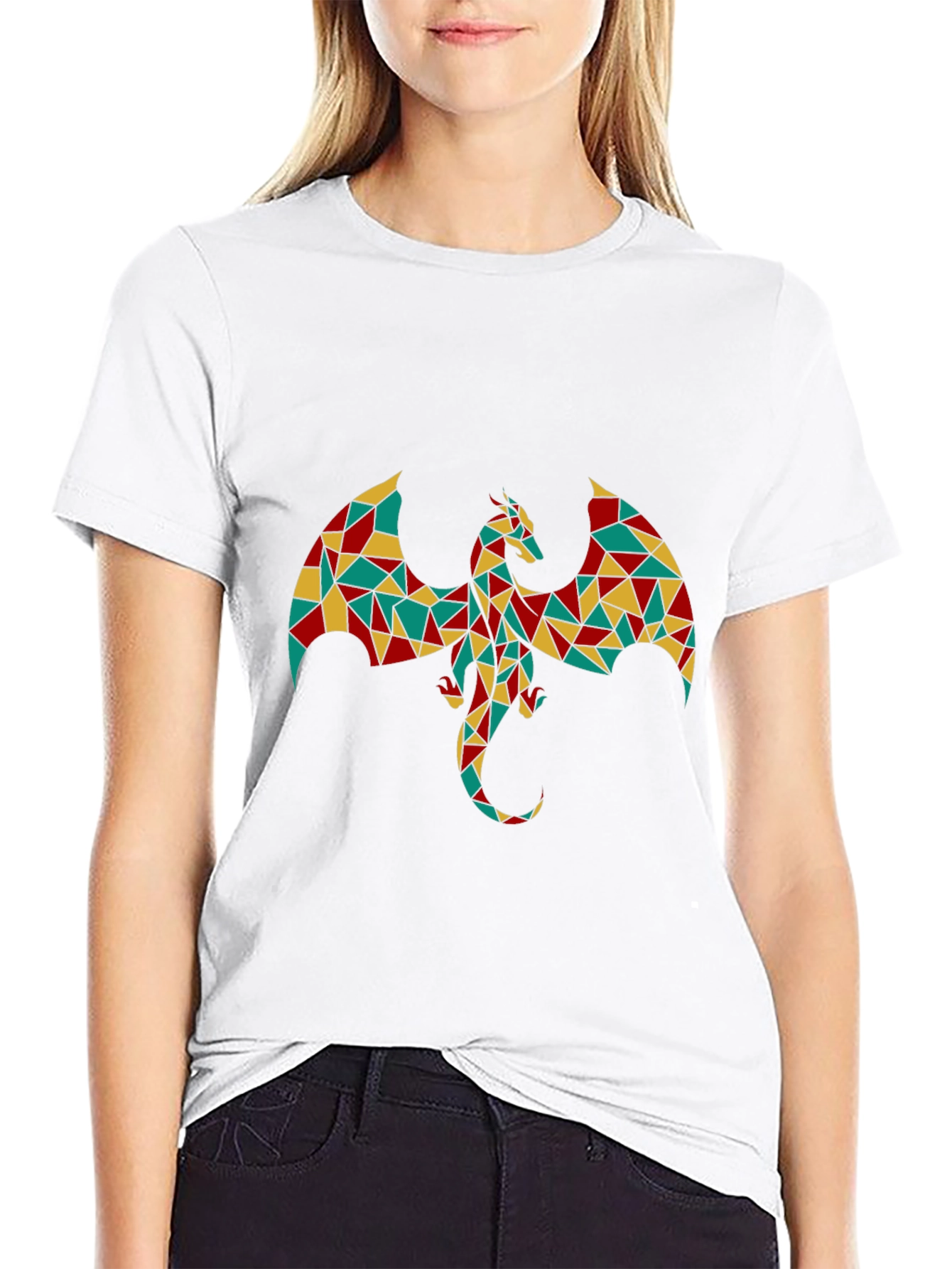 Black Geometric Dragon Graphic T-Shirt - Bold & Unique view 9