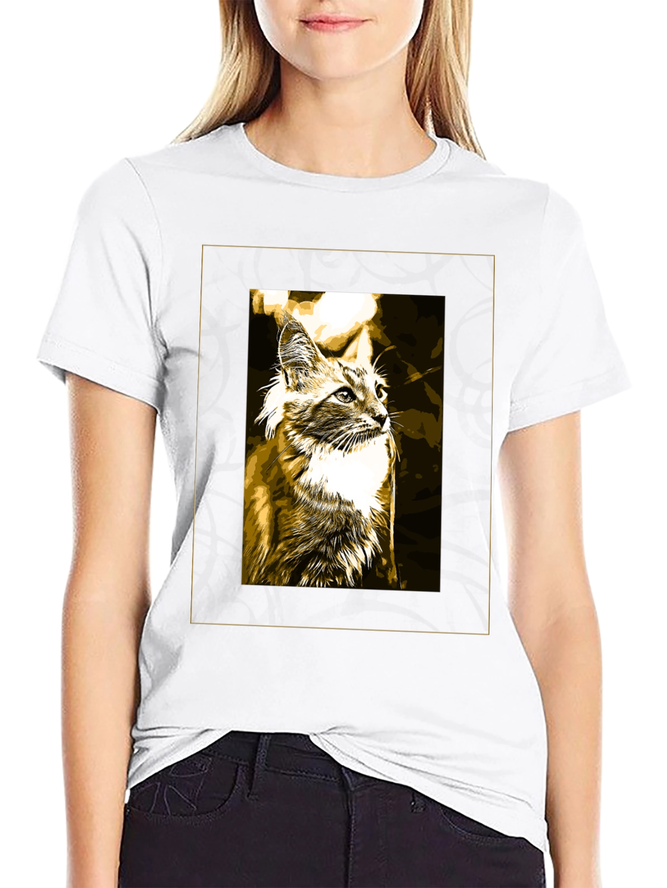 Black Cat Graphic Print Tee - Cool Black T-Shirt view 9
