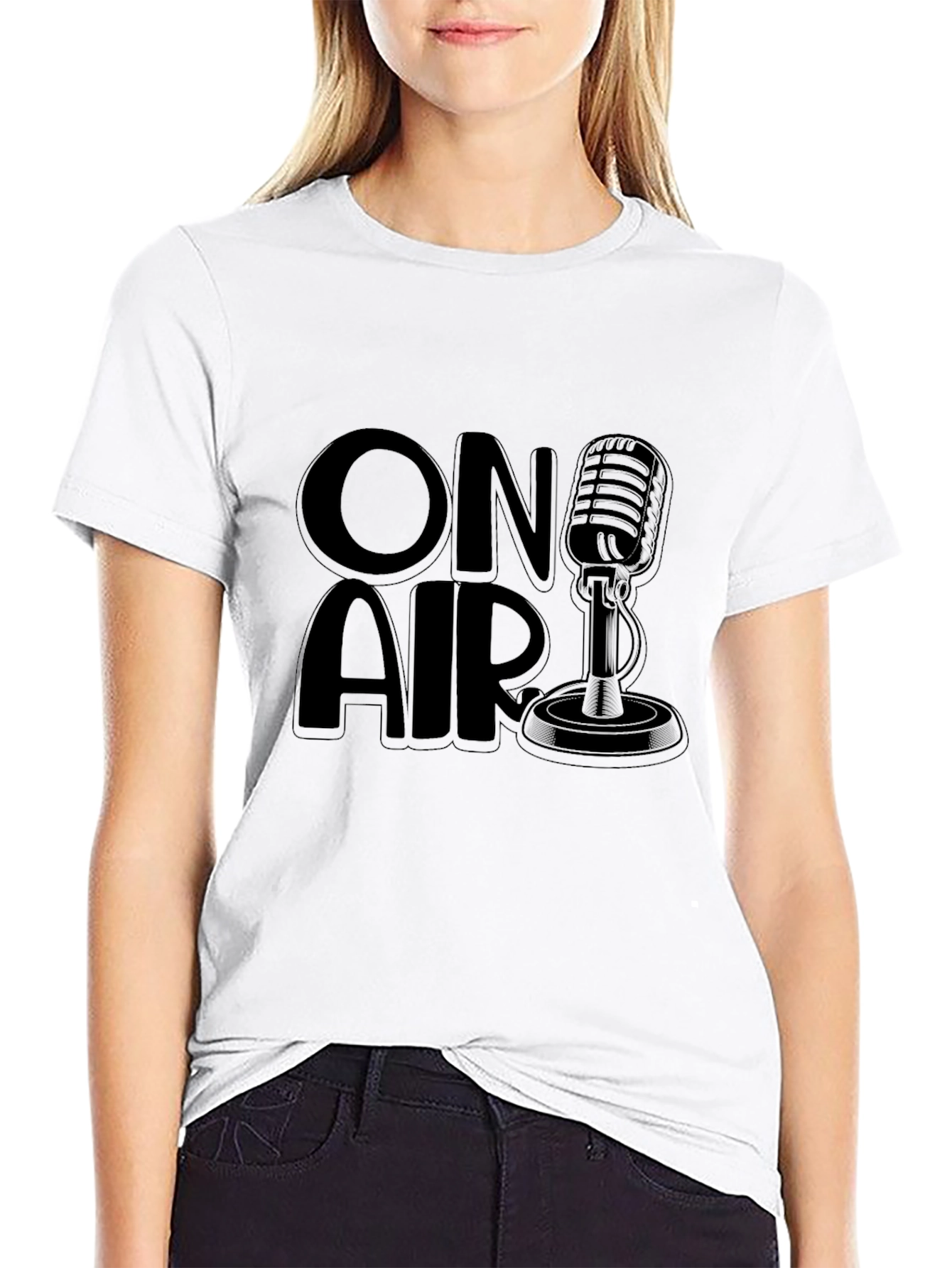 Black On Air Microphone Graphic Tee - Black view 9