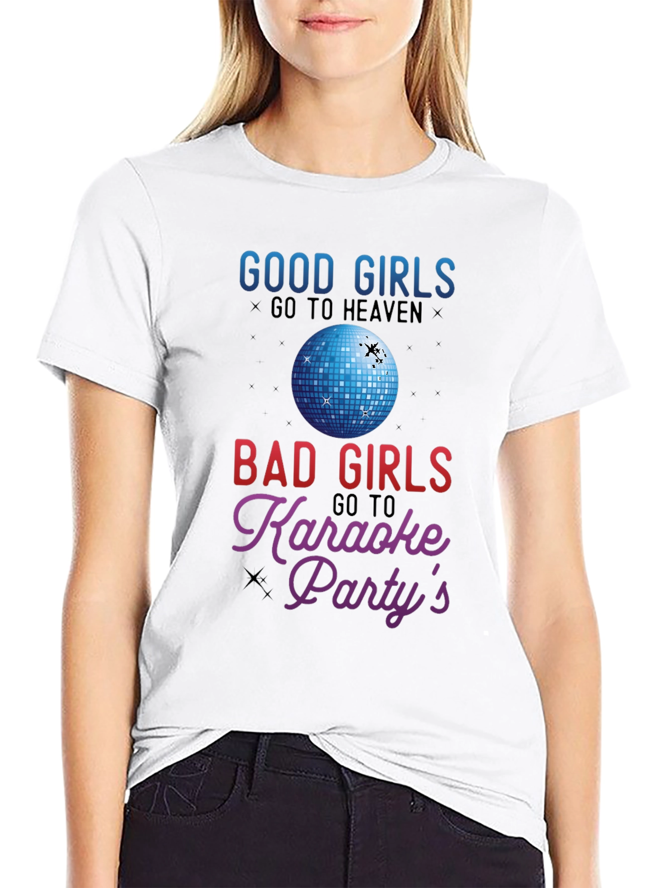 Black Good Girls Heaven Bad Girls Karaoke T-Shirt view 9
