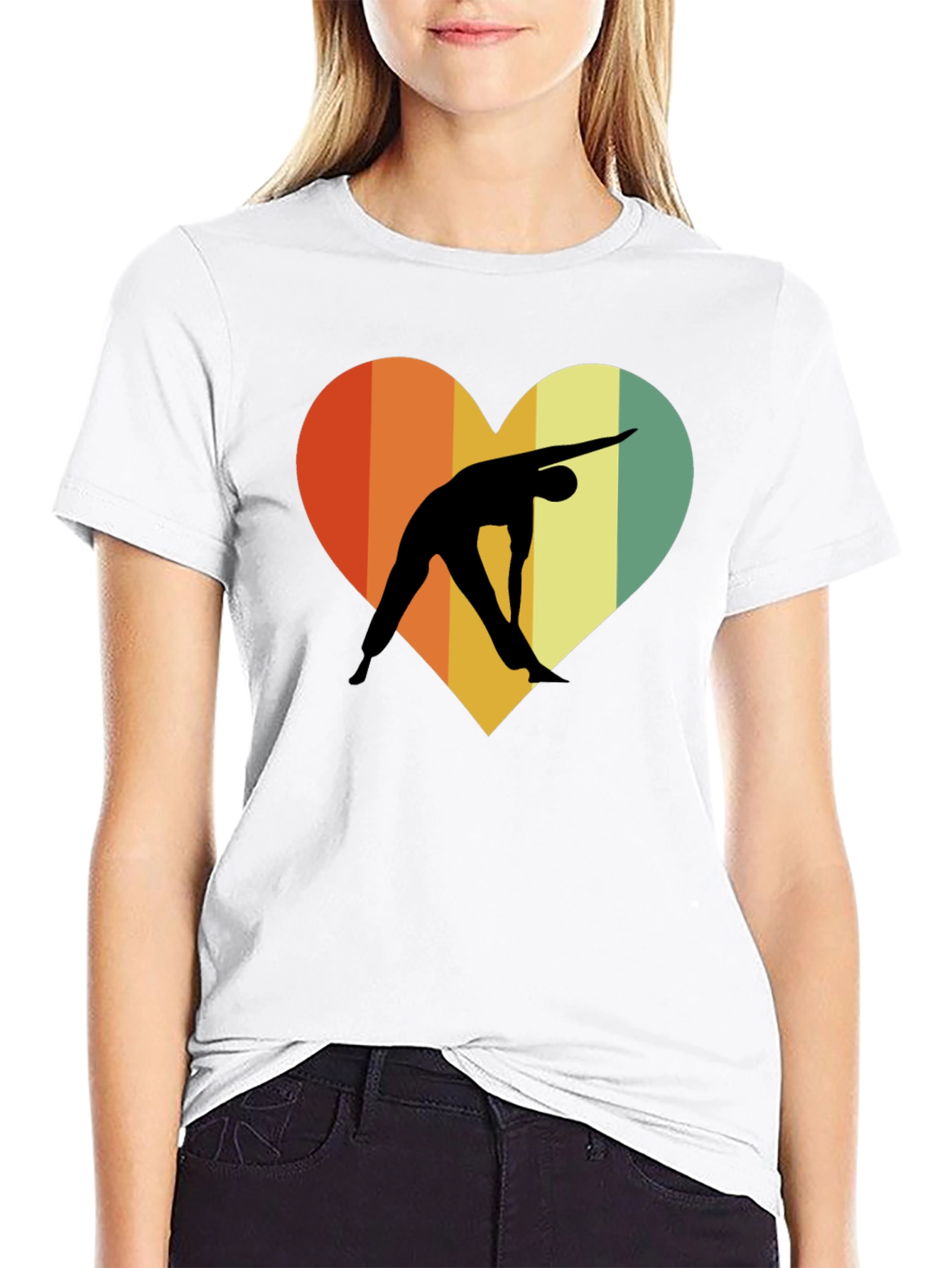 Black Yoga Heart Graphic T-Shirt - Unisex Black Tee view 9