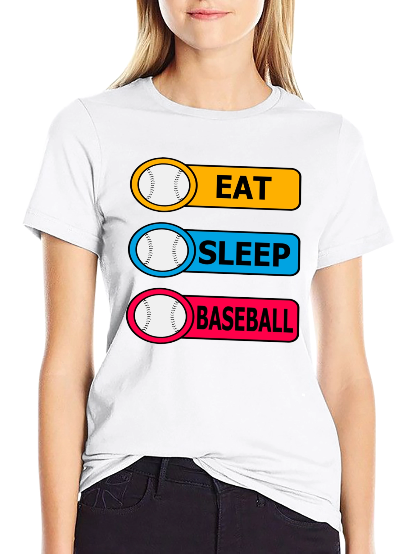 Black Eat Sleep Baseball T-Shirt Funny Sports Tee view 9