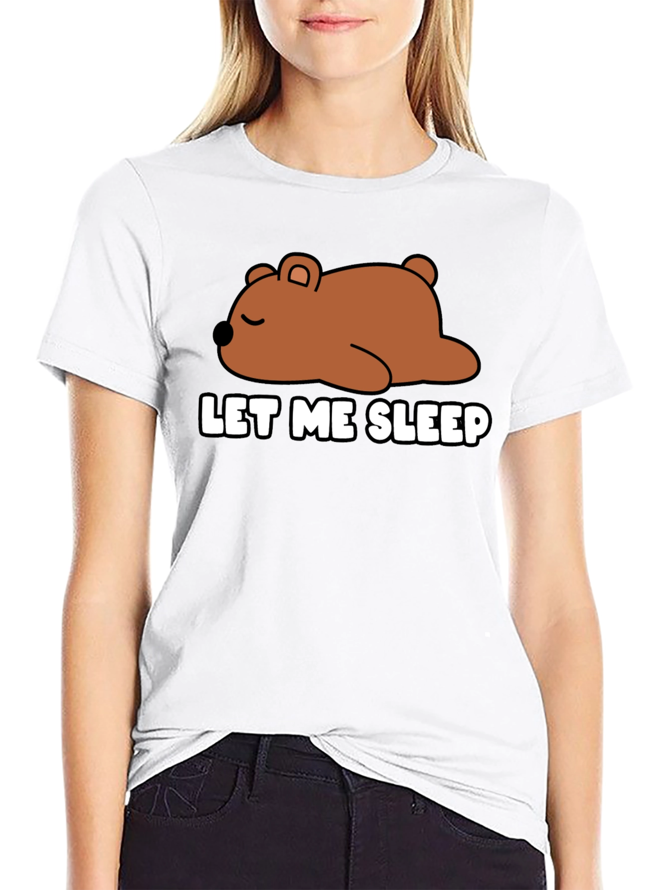 Black Let Me Sleep Bear Graphic T-Shirt - Unisex view 9