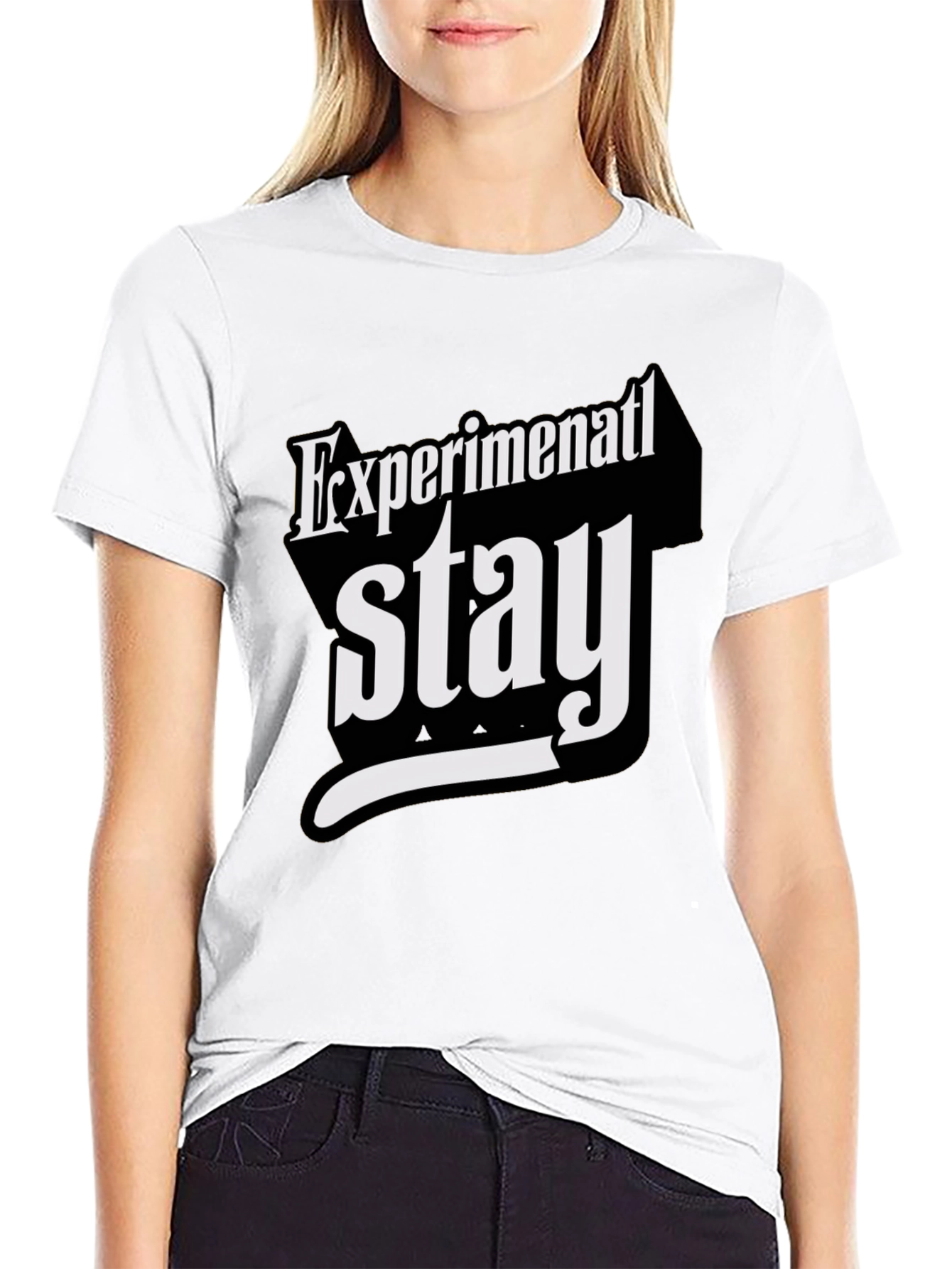 Black Experimental Stay T-Shirt - Bold Graphic Tee view 9