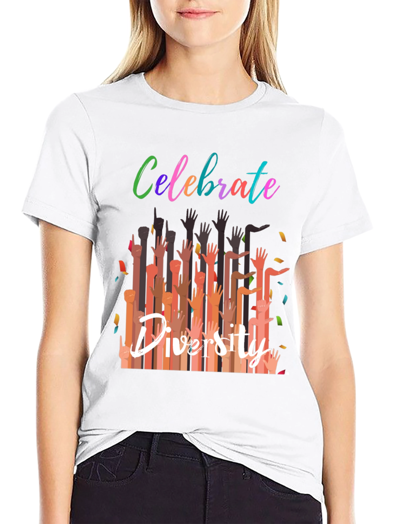 Black Celebrate Diversity Graphic Tee - Black Unisex T-Shirt view 9