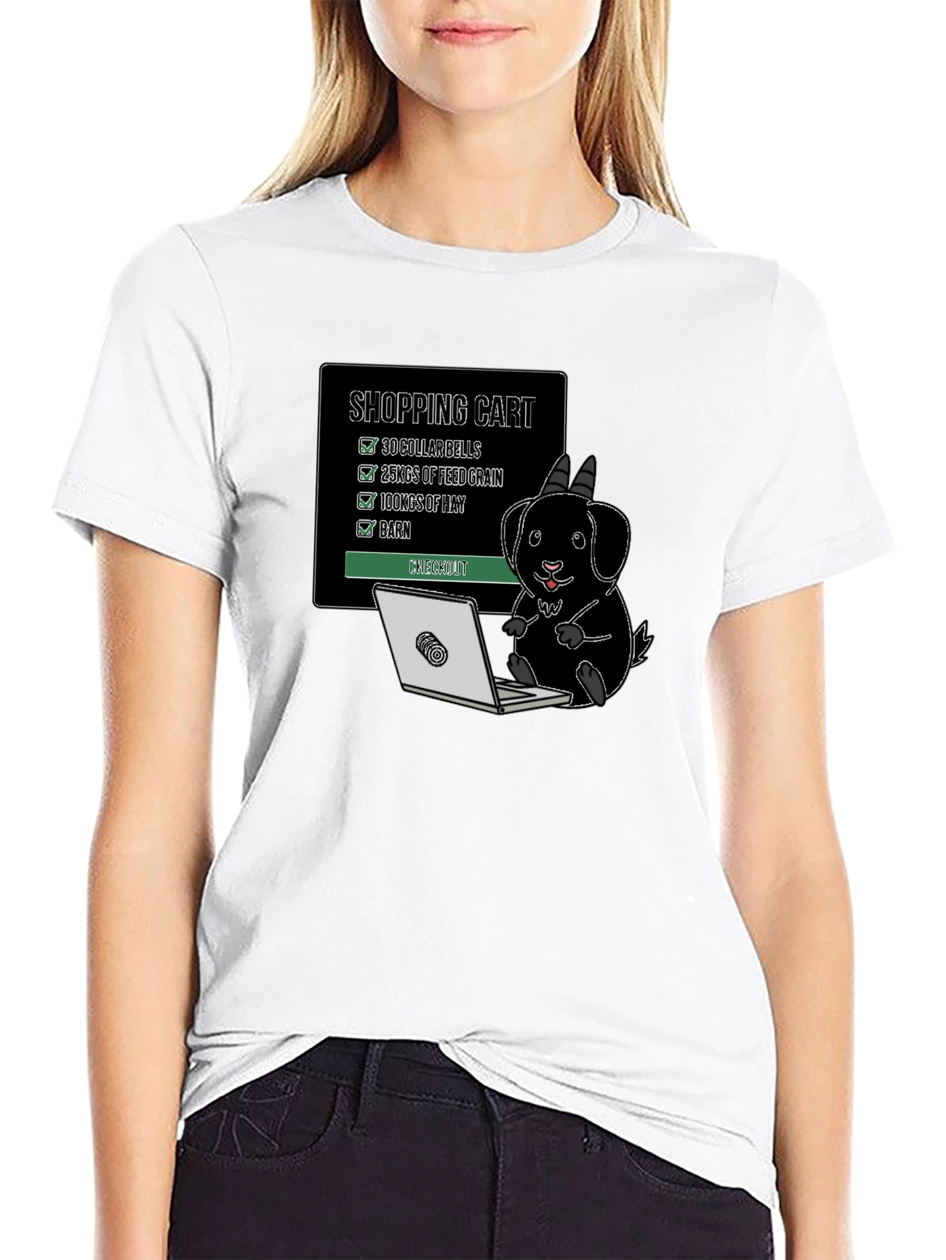 Goat Shopping Cart T-Shirt - Funny Animal Tee - 9