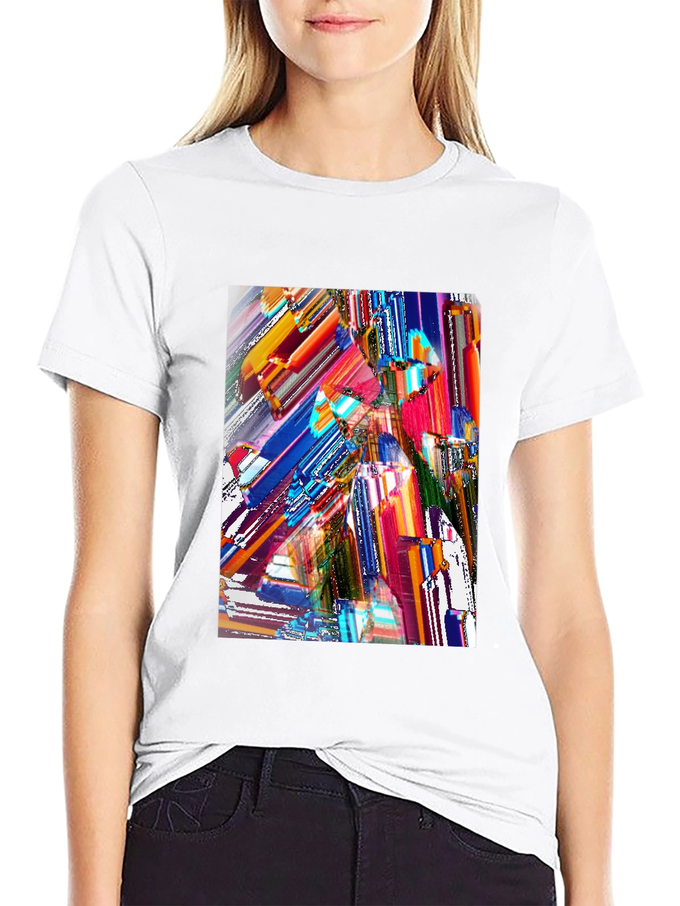 Black Abstract Art Graphic Print Black T-Shirt view 9