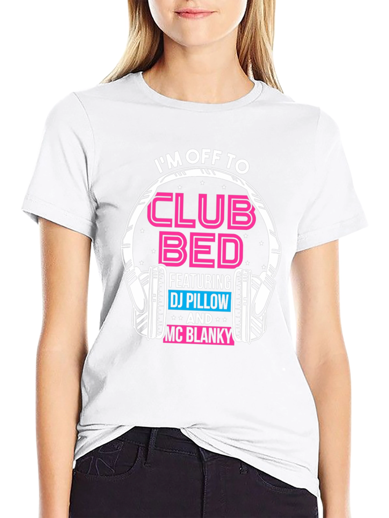 Black Club Bed T-Shirt: DJ Pillow & MC Blanky Graphic Tee view 9