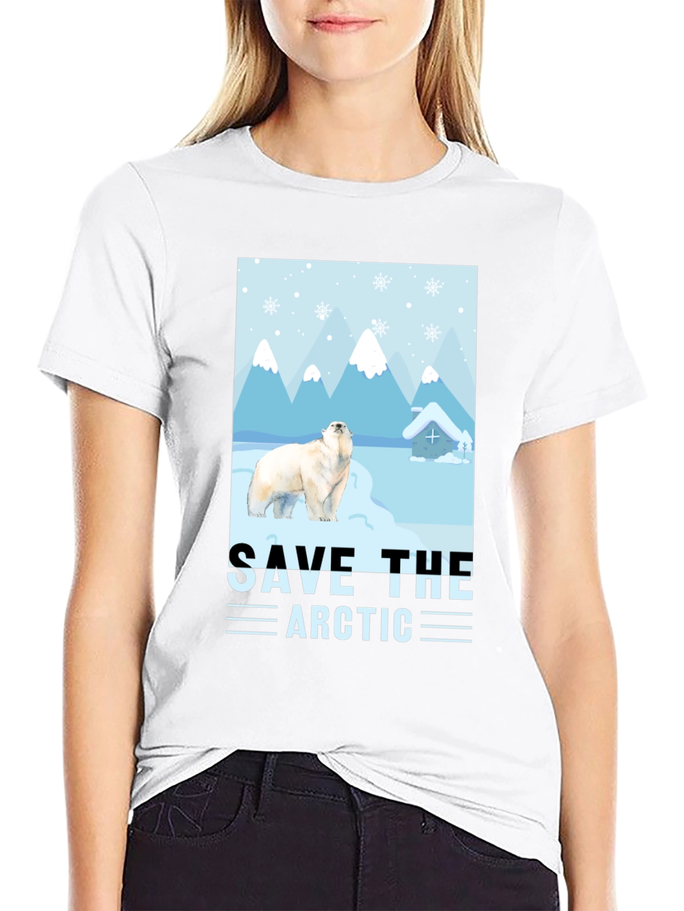 Black Save the Arctic Polar Bear Graphic T-Shirt view 9