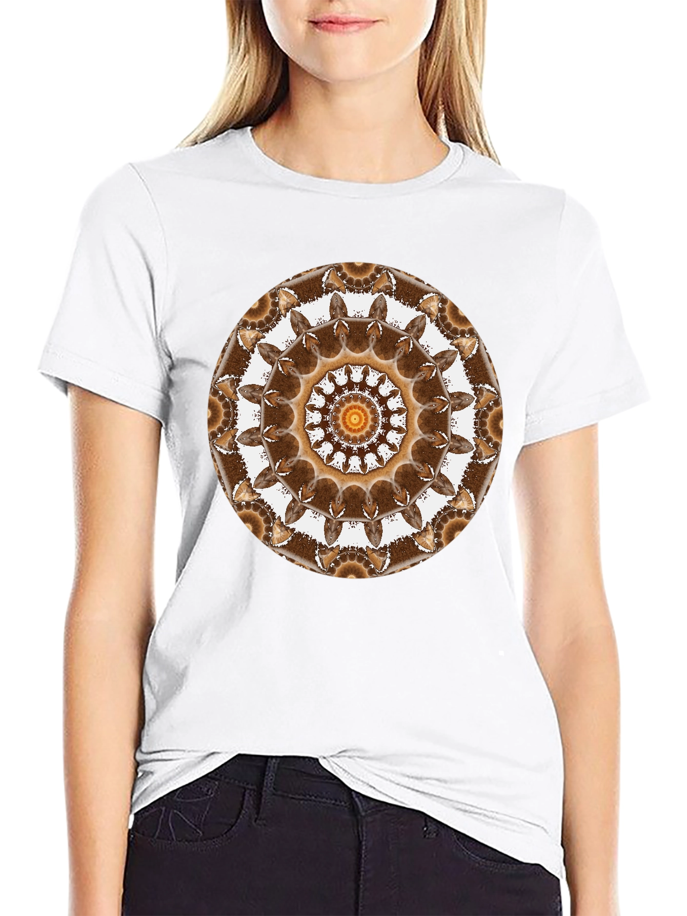 Black Geometric Mandala Graphic Tee - Unisex Black T-Shirt view 9