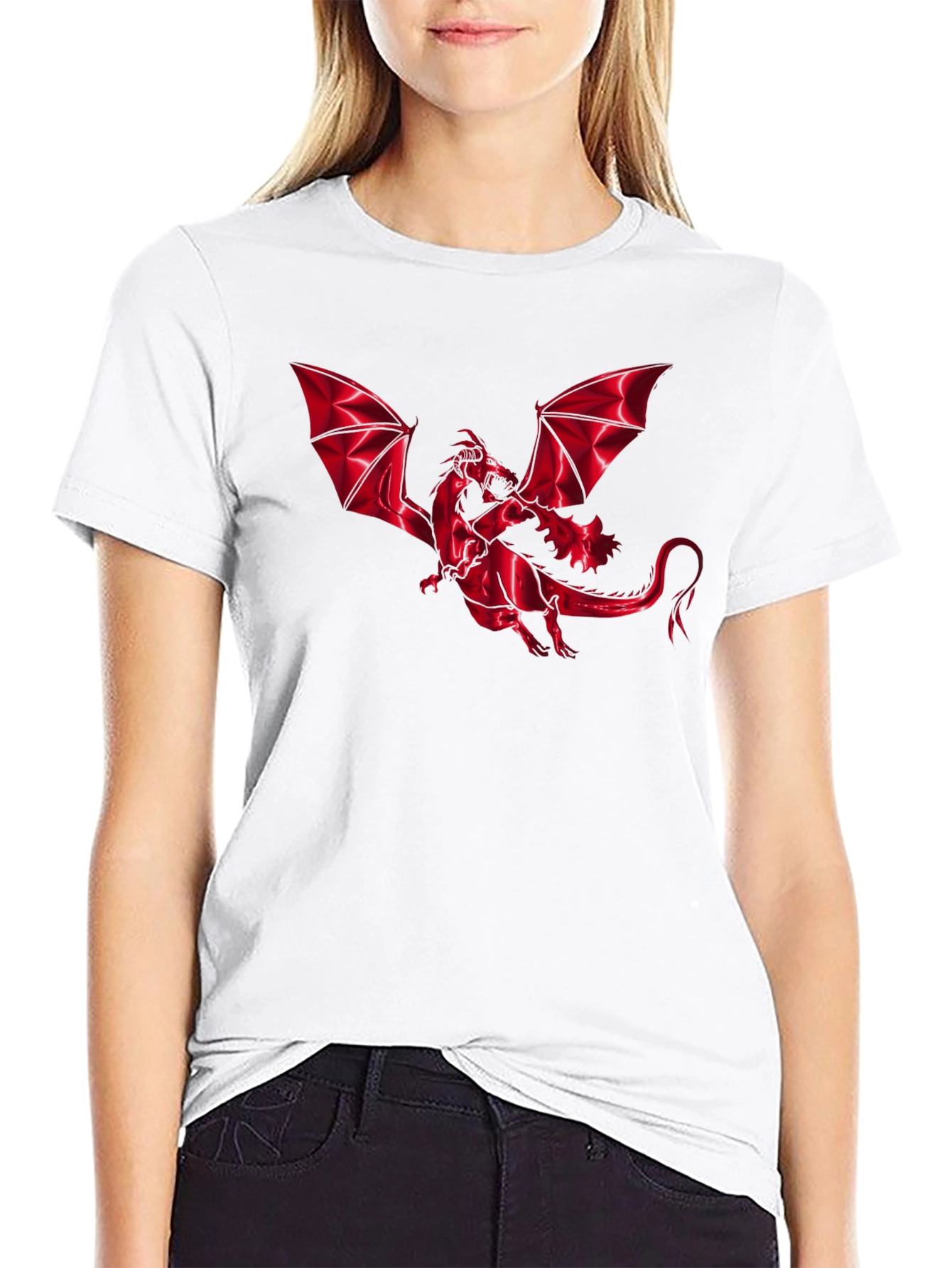 Black Red Dragon Graphic Tee - Men's Black T-Shirt view 9
