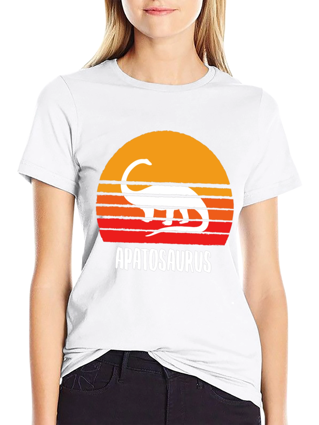 Black Apatosaurus Sunset Graphic Tee - Dinosaur Lover's Shirt view 9