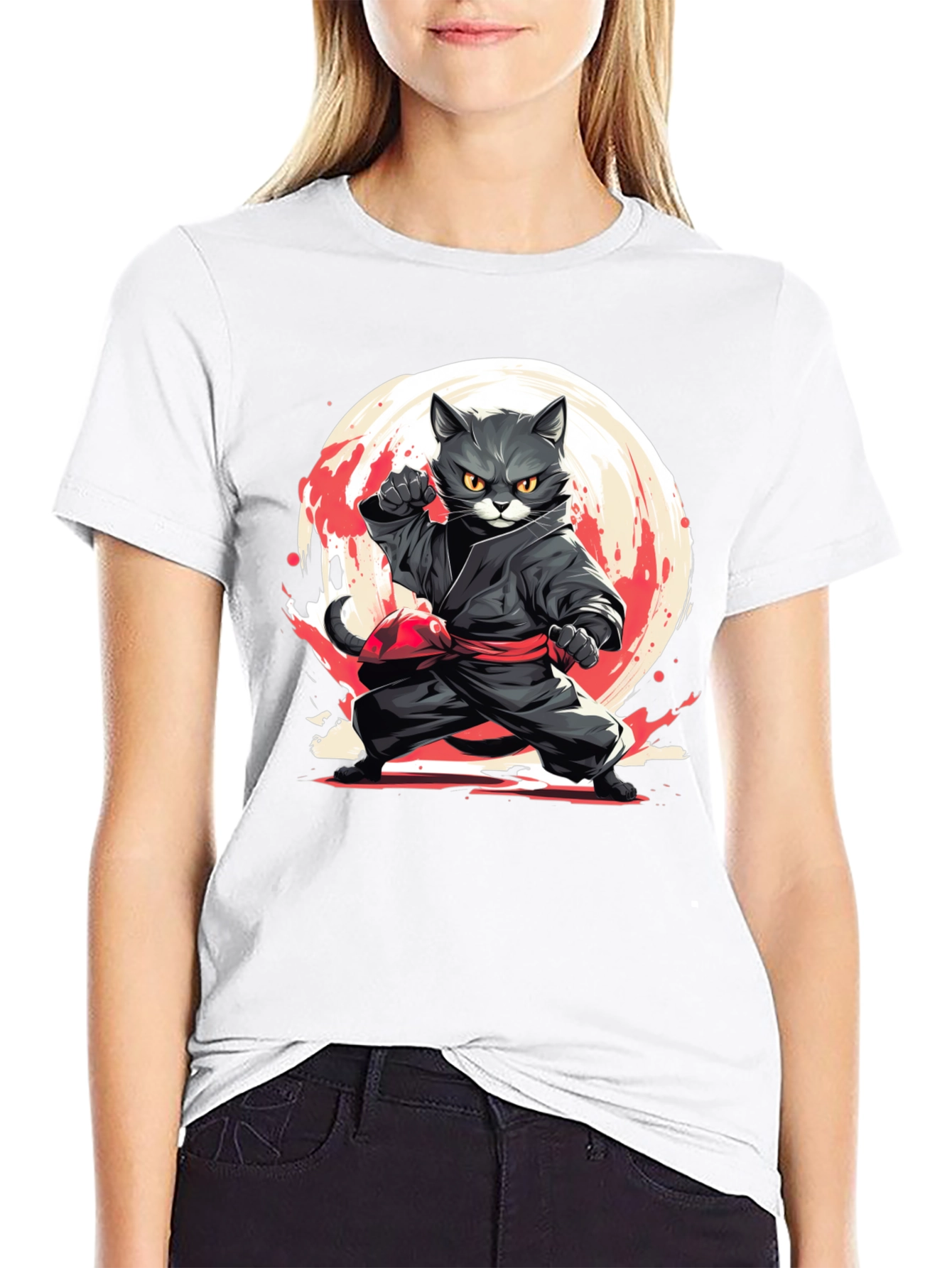 Black Ninja Cat T-Shirt - Martial Arts Kitten Tee view 9