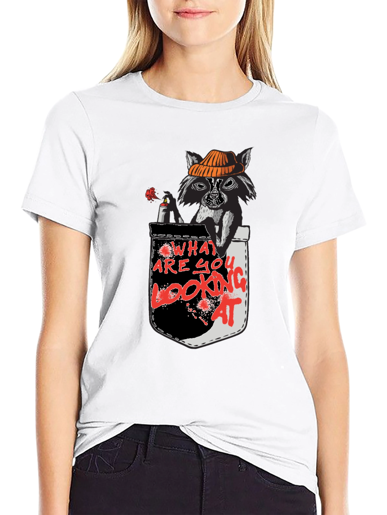 Black Raccoon Pocket T-Shirt - What Are You Looking At? view 9