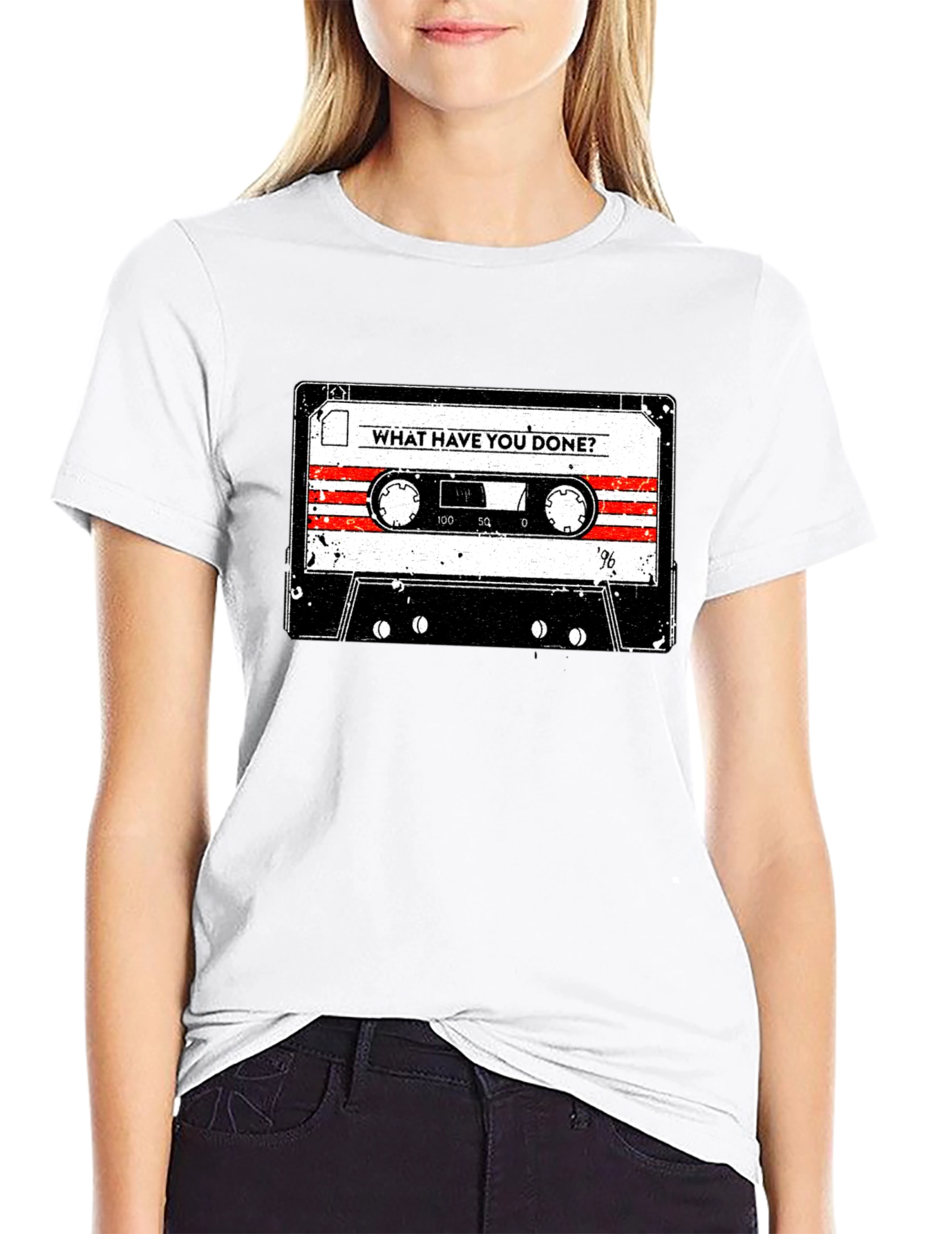 Black Vintage Cassette Tape Graphic Tee - "What Have You Done?" view 9