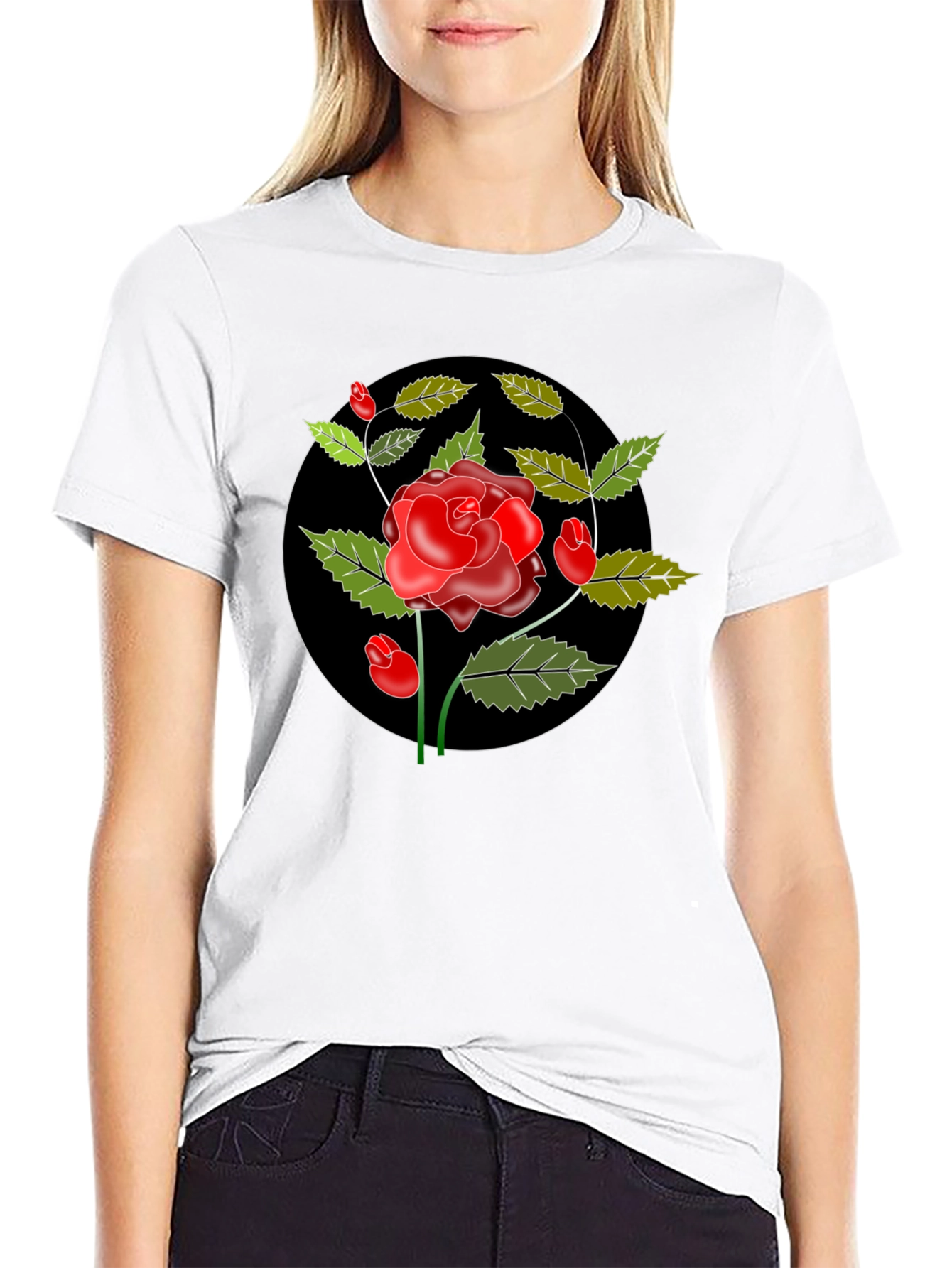 Black Black Rose Graphic Tee - Classic Style view 9