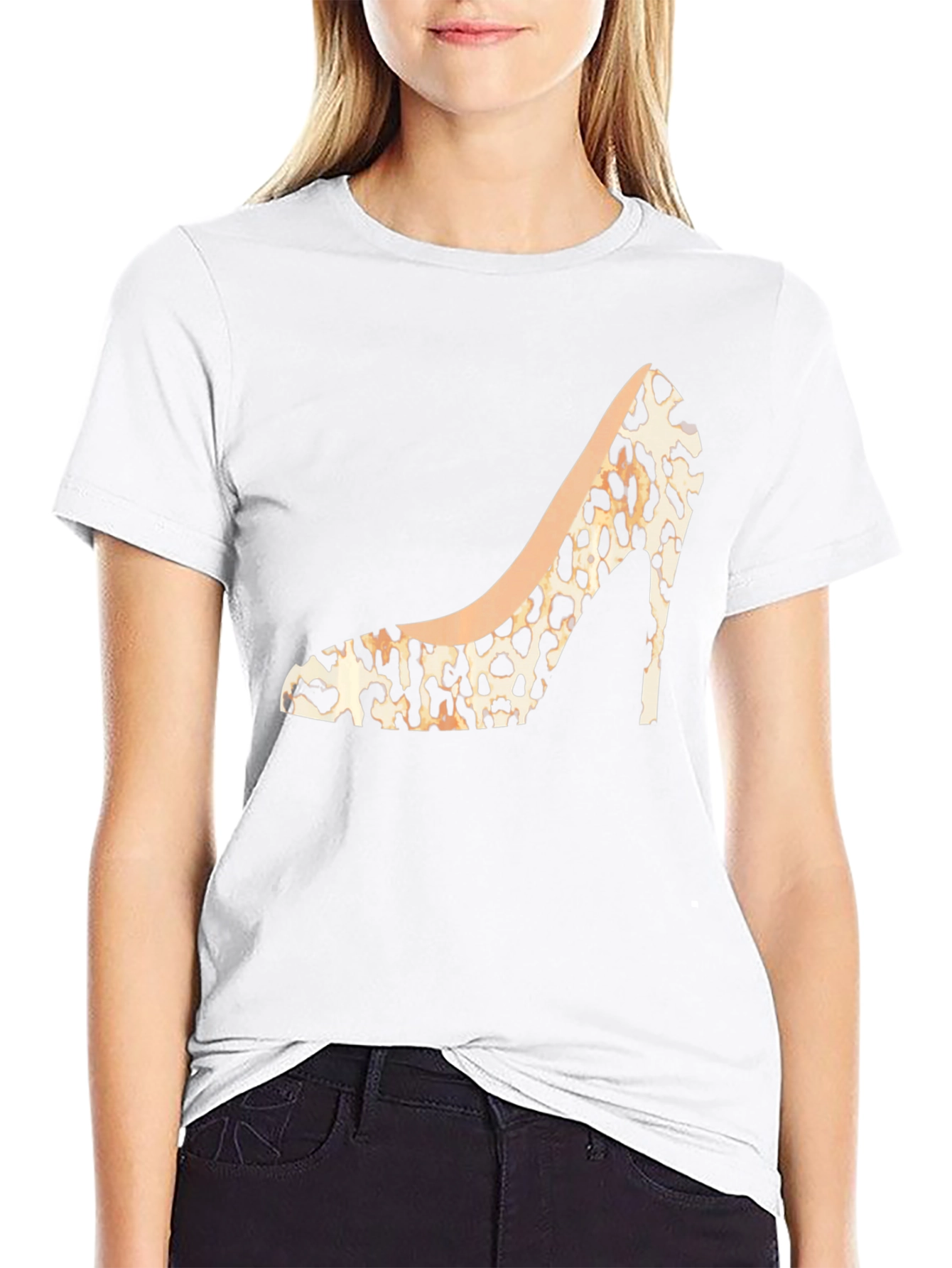 Leopard Print High Heel Graphic Tee - Stylish Fashion Statement - 9