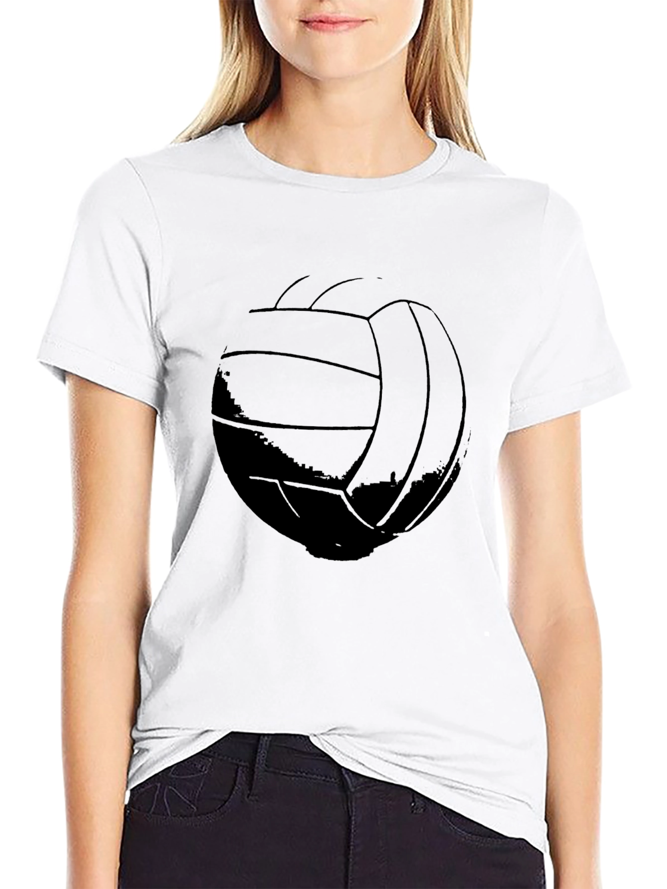 Black Volleyball Graphic Tee - Black Cotton T-Shirt view 9