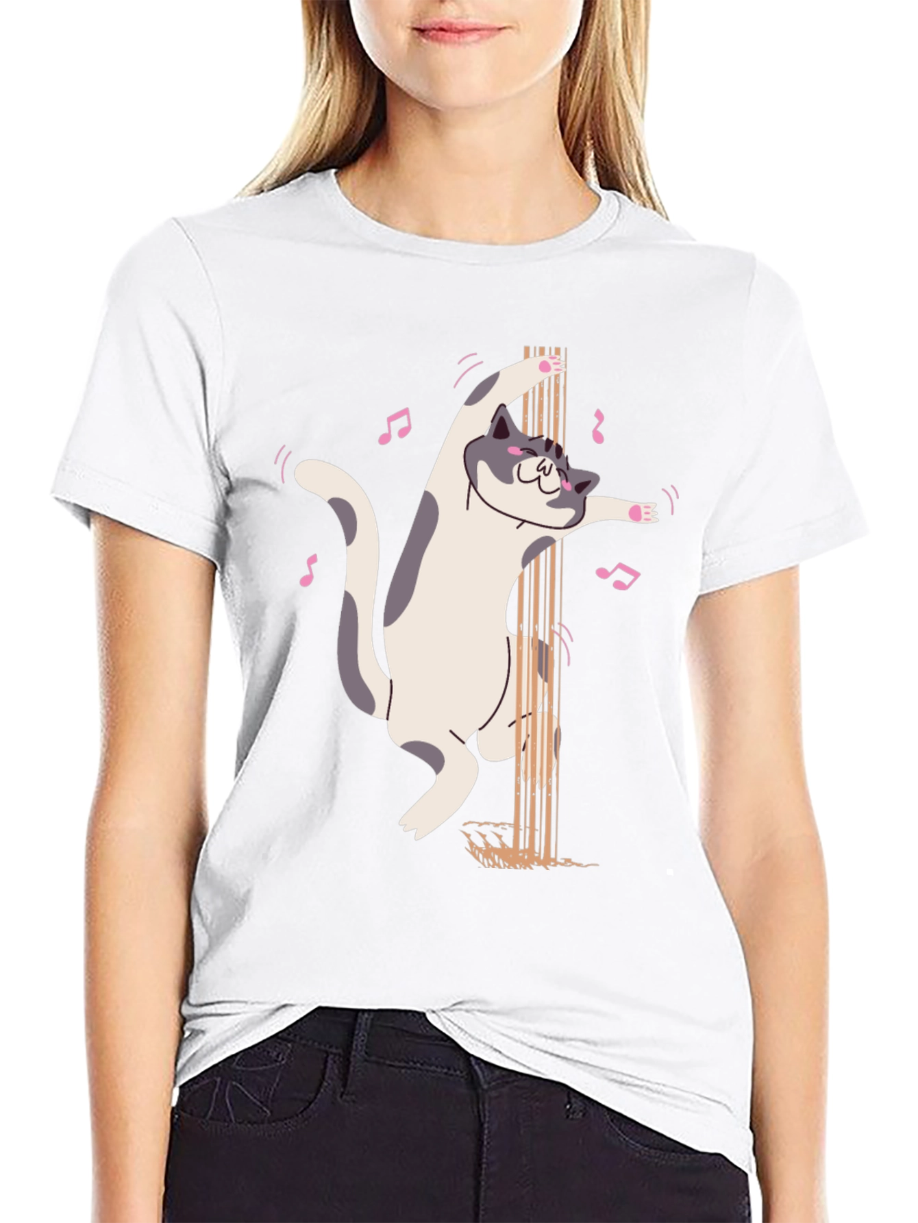 Black Pole Dancing Cat Graphic T-Shirt view 9