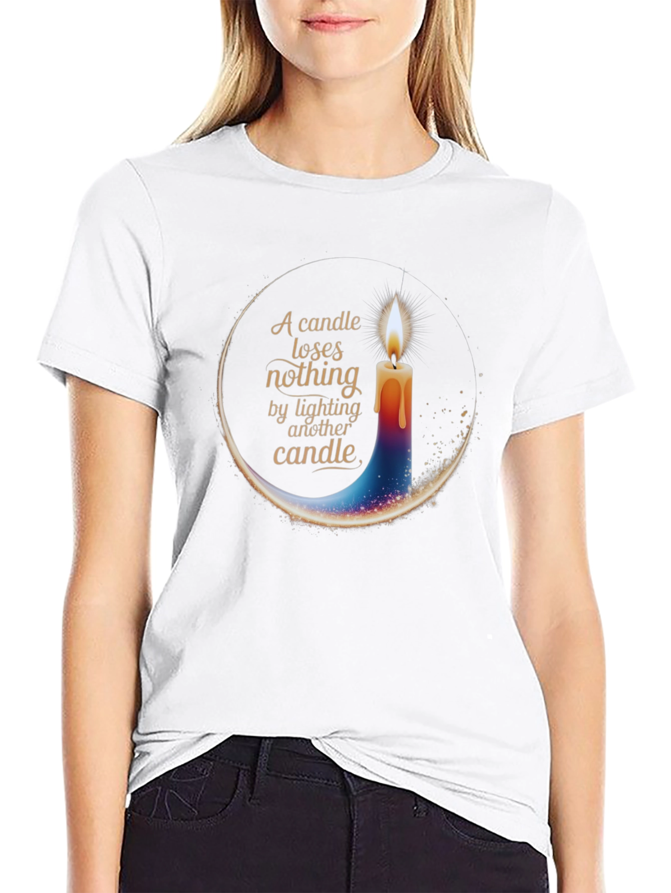 Black Candle Light T-Shirt - Inspirational Design view 9
