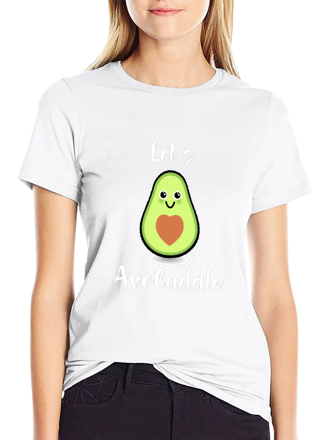 Black Let's AvoCuddle T-Shirt: Cute Avocado Graphic Tee view 9