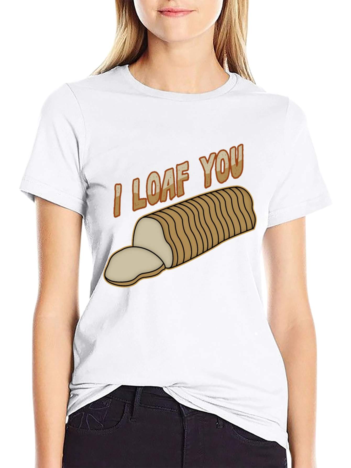 Black I Loaf You T-Shirt - Funny Bread Pun Tee view 9
