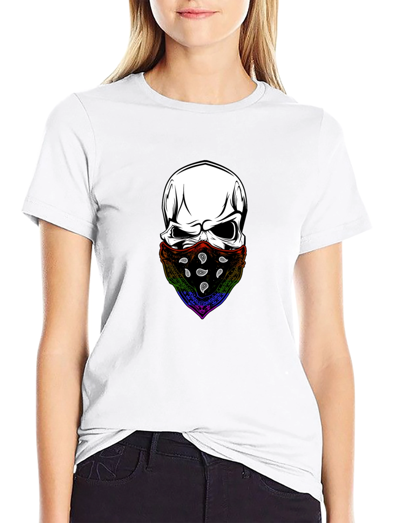 Black Skull Bandana T-Shirt - Stylish Graphic Tee view 9