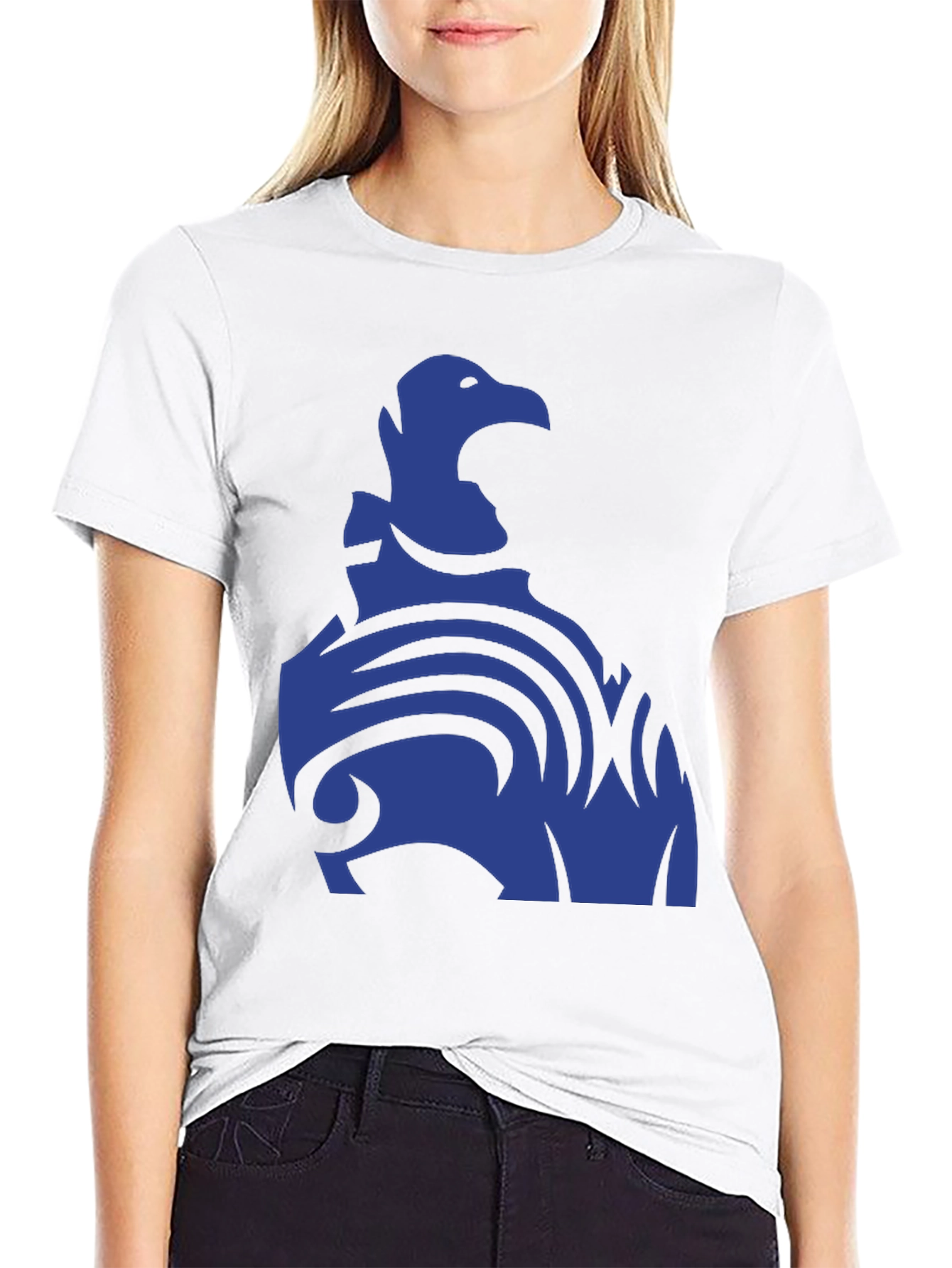 Black Blue Eagle Tribal Design Black T-Shirt view 9