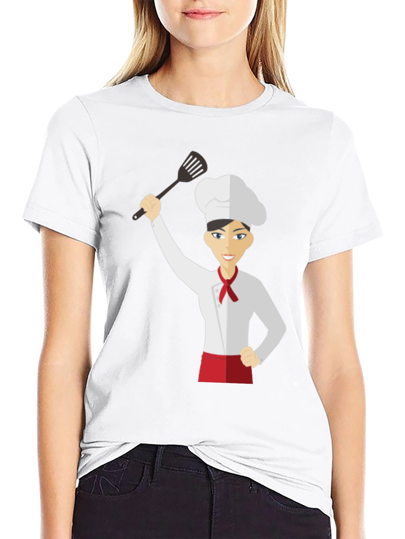 Black Chef Woman's Black Graphic T-Shirt view 9